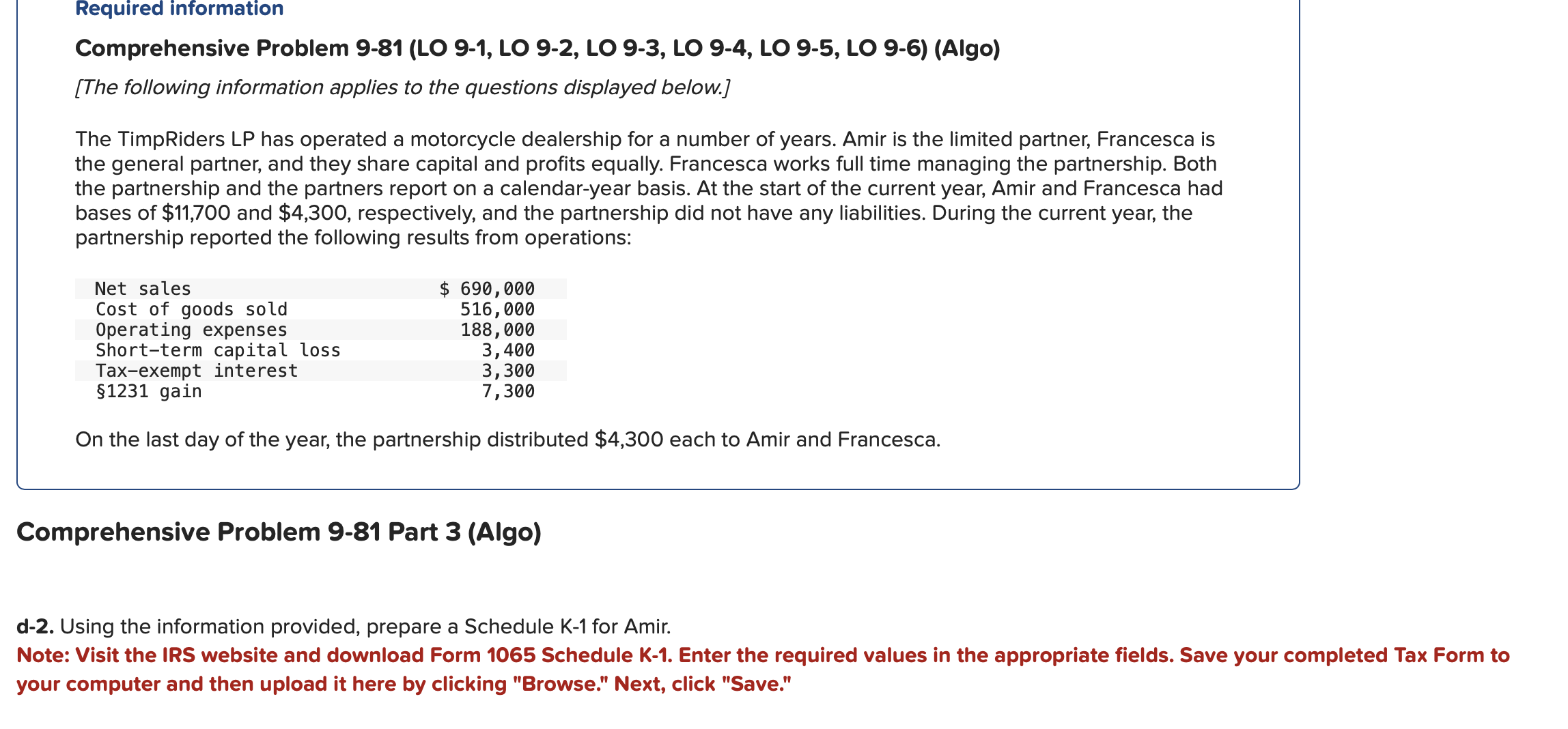  Required information Comprehensive Problem 9-81(LO 9-1, LO 9-2, LO 9-3, LO