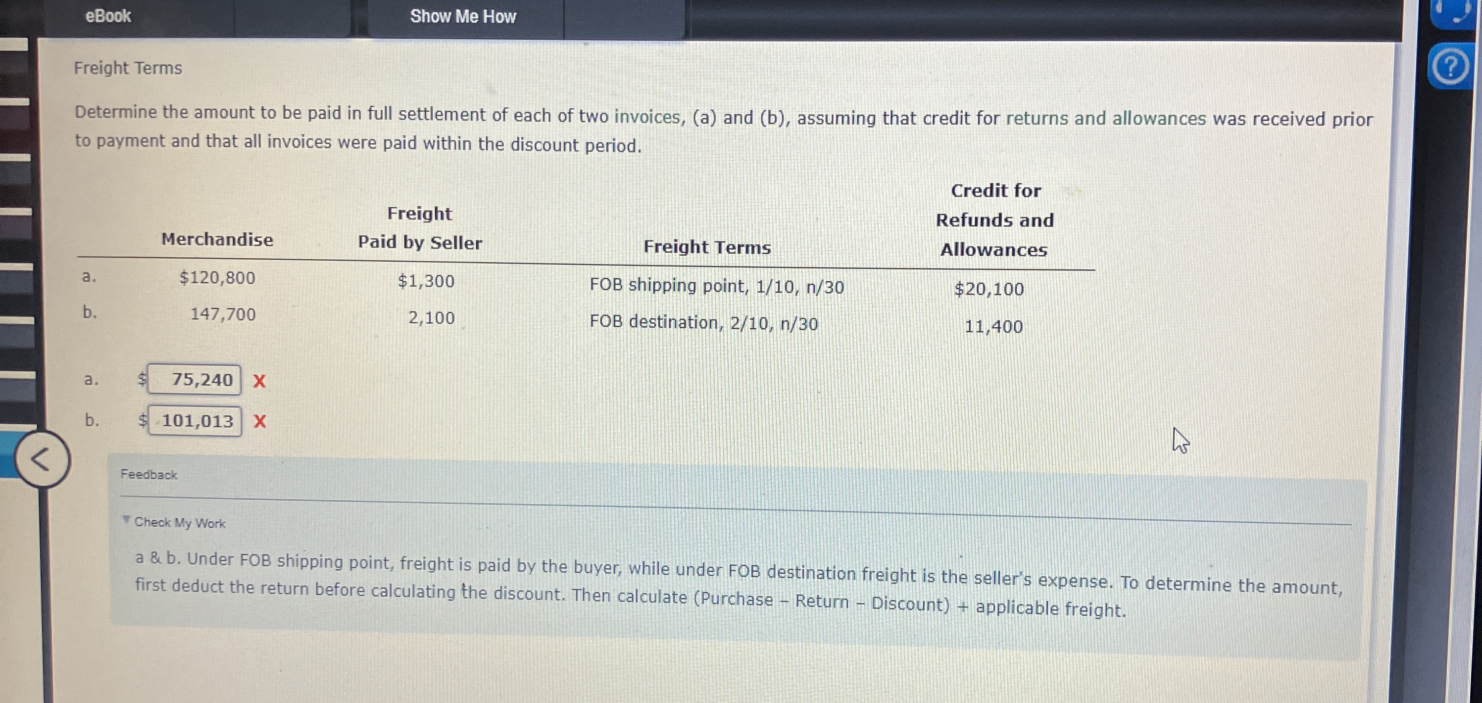  eBook Show Me How Freight Terms Determine the amount to be