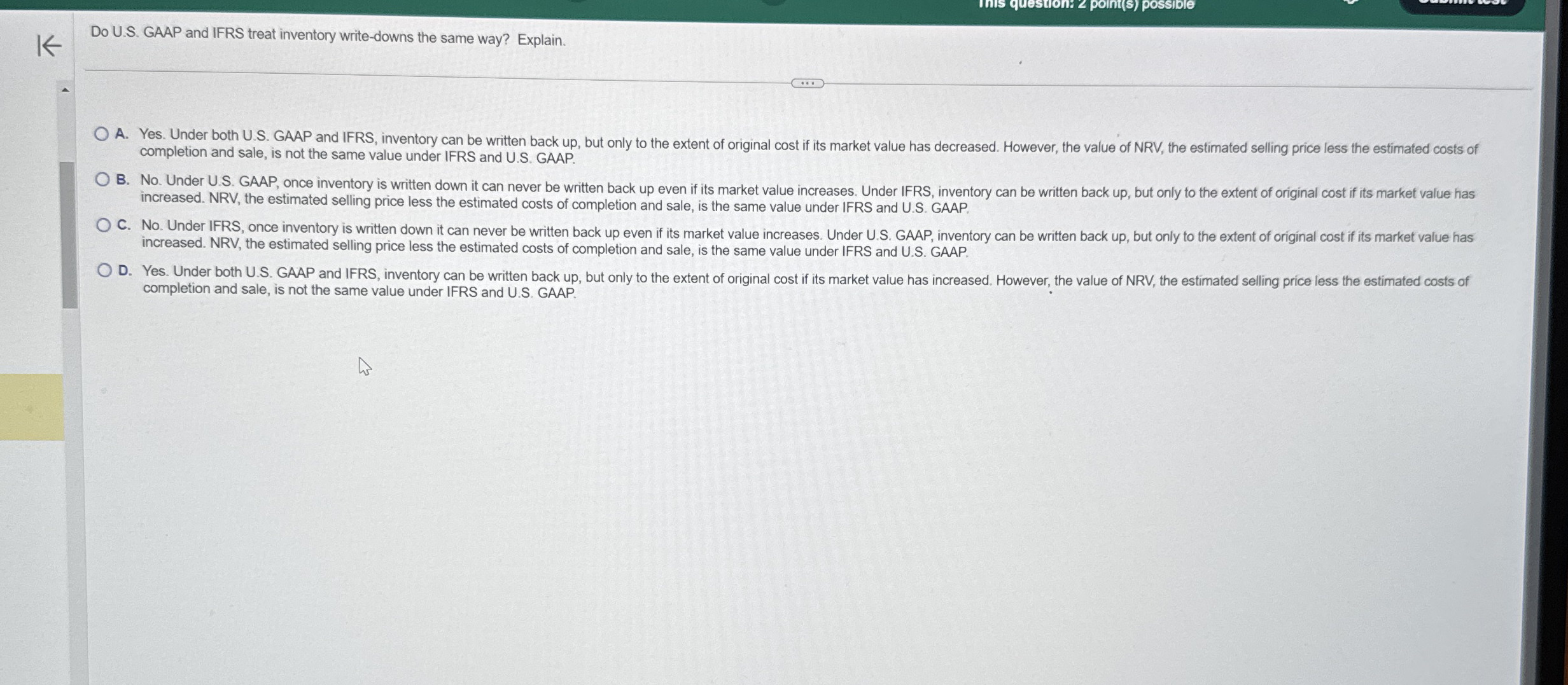  Do U.S. GAAP and IFRS treat inventory write-downs the same way?