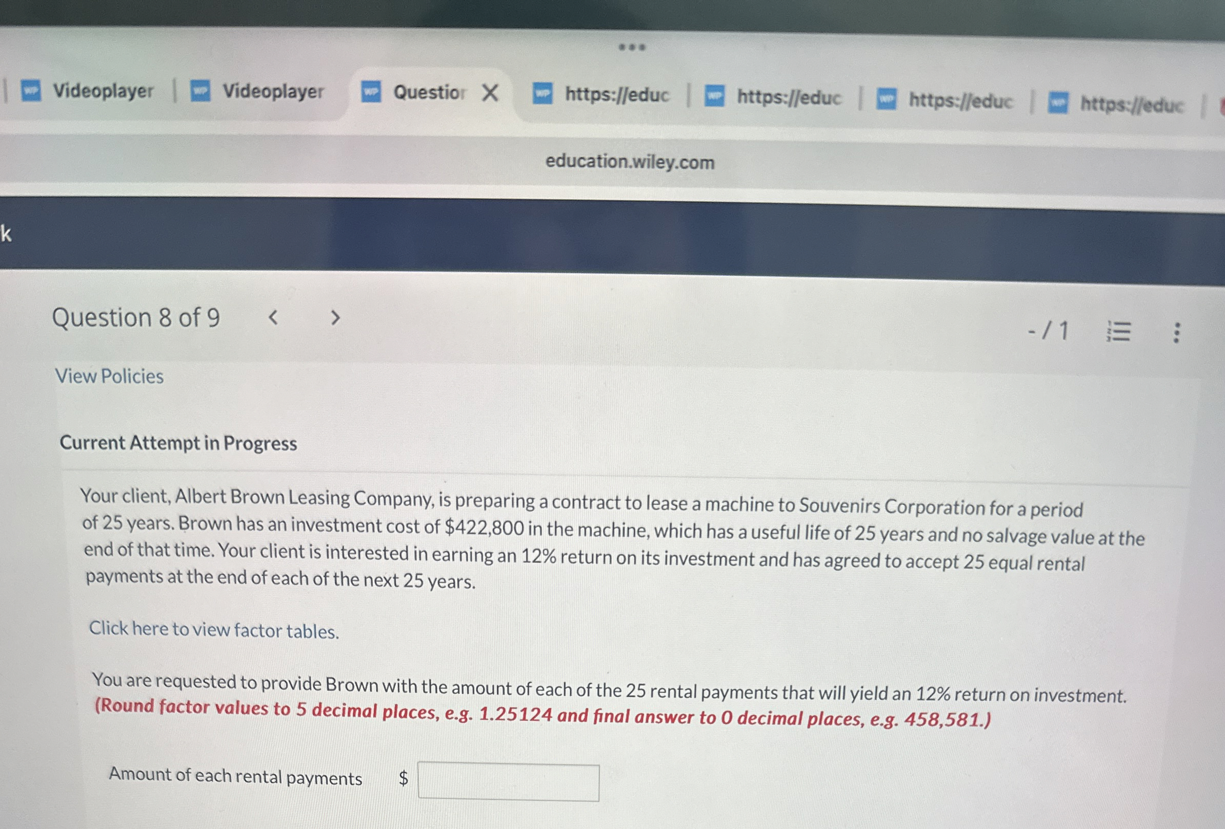  Current Attempt in Progress Your client, Albert Brown Leasing Company, is