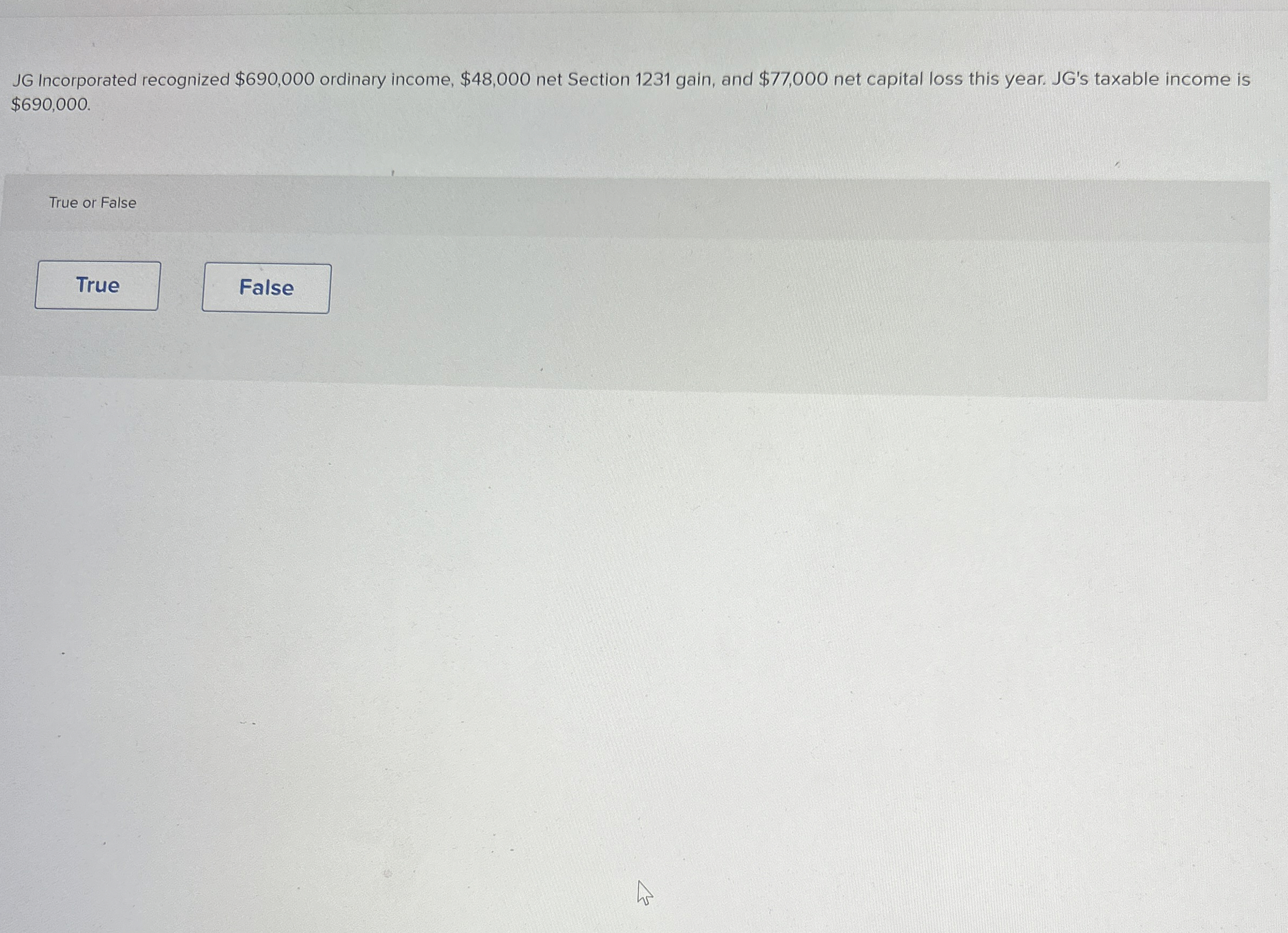  JG Incorporated recognized $690,000 ordinary income, $48,000 net Section 1231 gain,