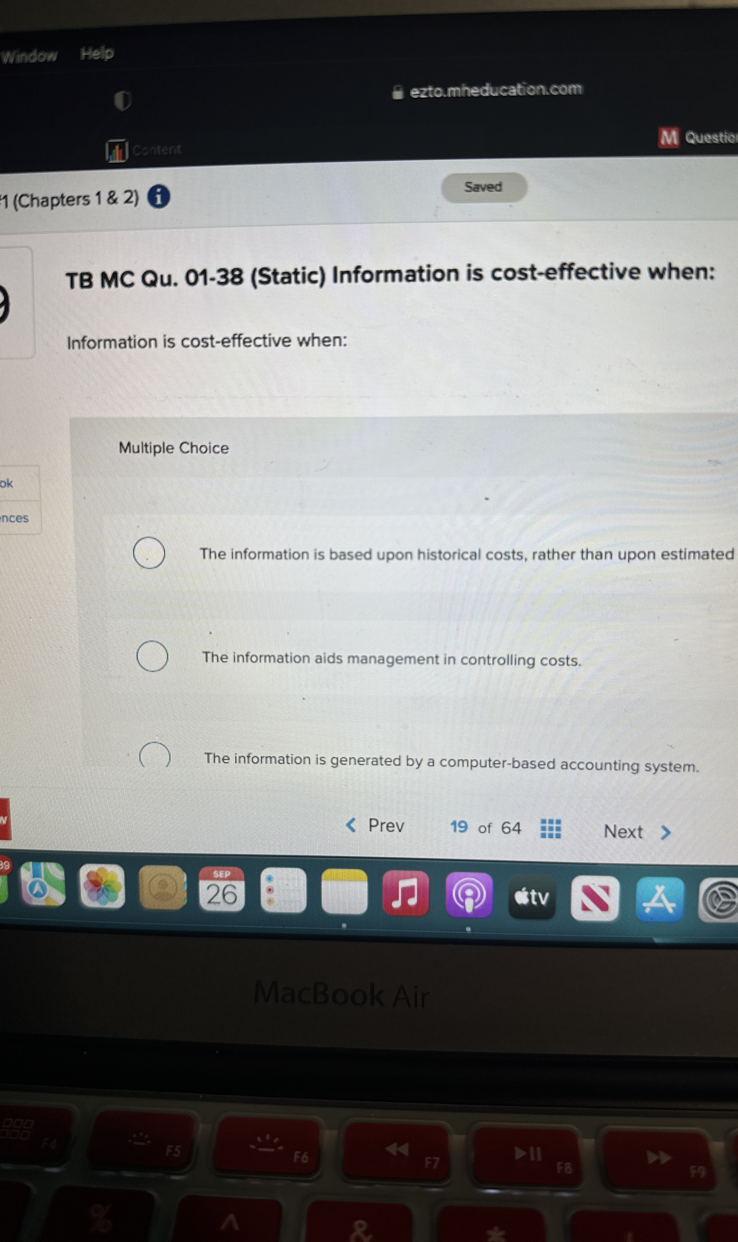  TB MC Qu.01-38(Static) Information is cost-effective when: Information is cost-effective when: