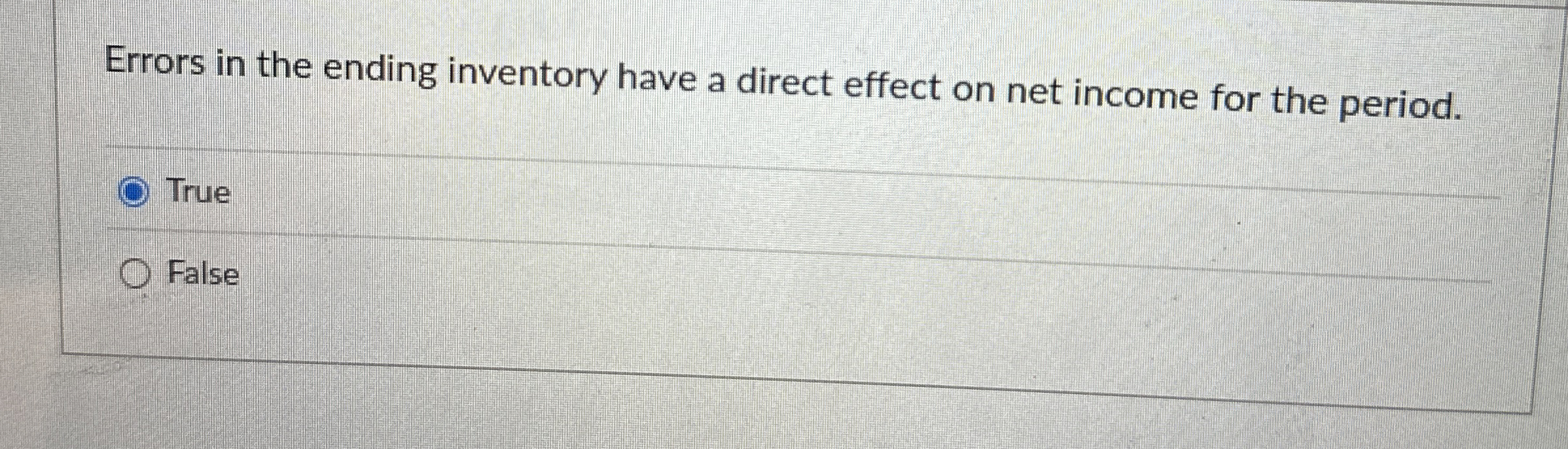  Errors in the ending inventory have a direct effect on net