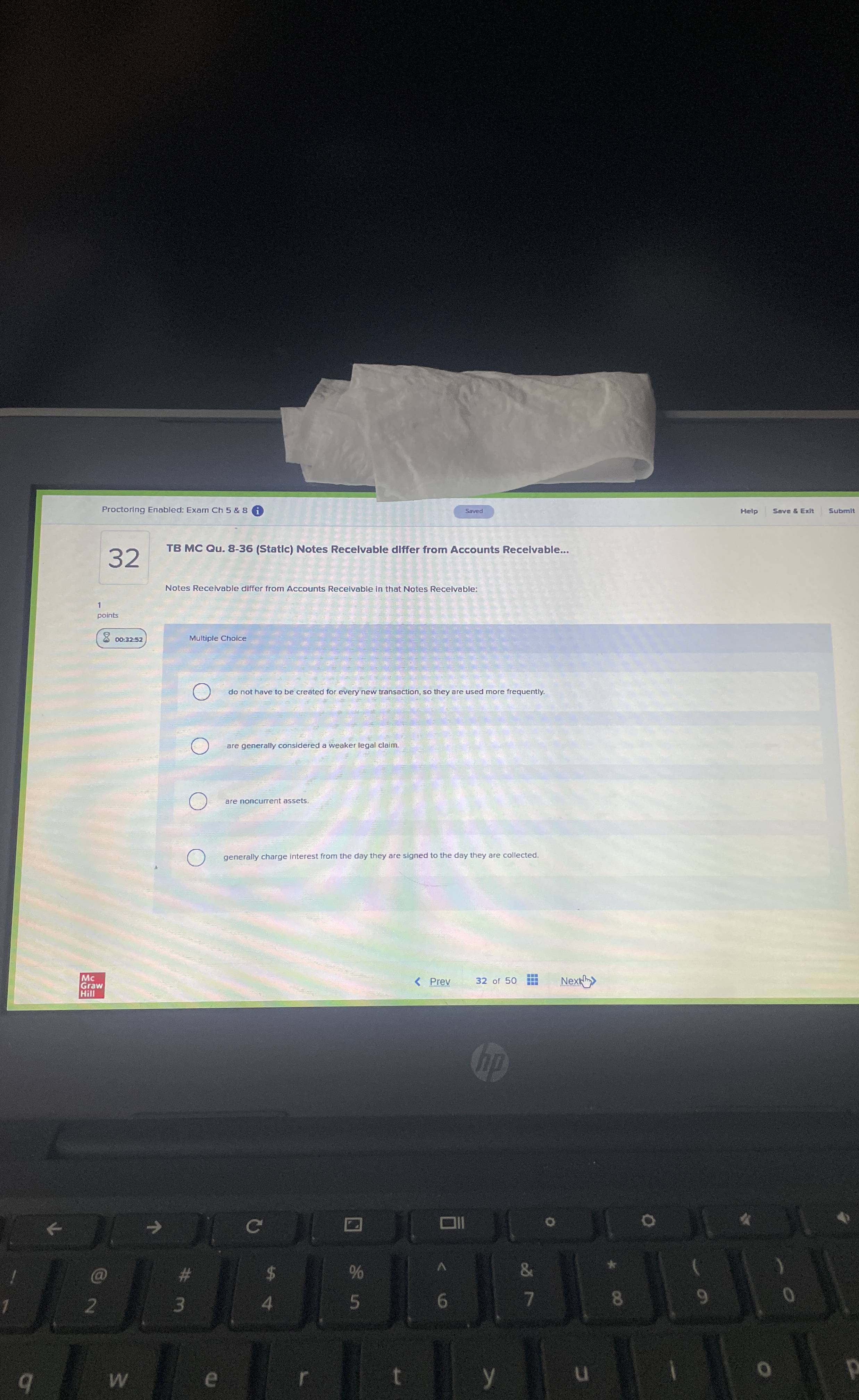  TB MC Qu.8-36(Statlc) Notes Recelvable differ from Accounts Recelvable... Notes Recelvable