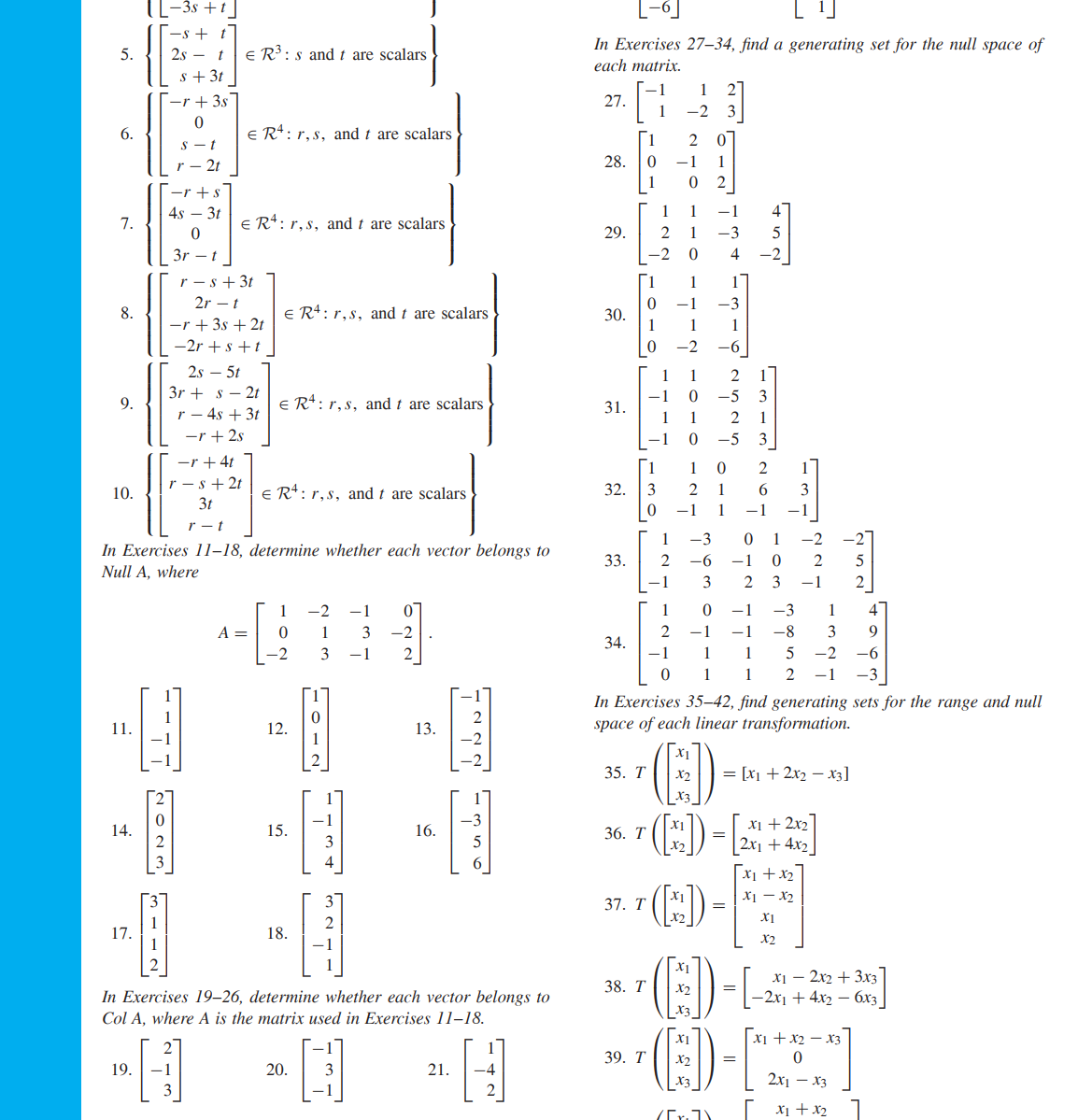 In Exercises 1-10, find a generating set for each subspace.--> this is