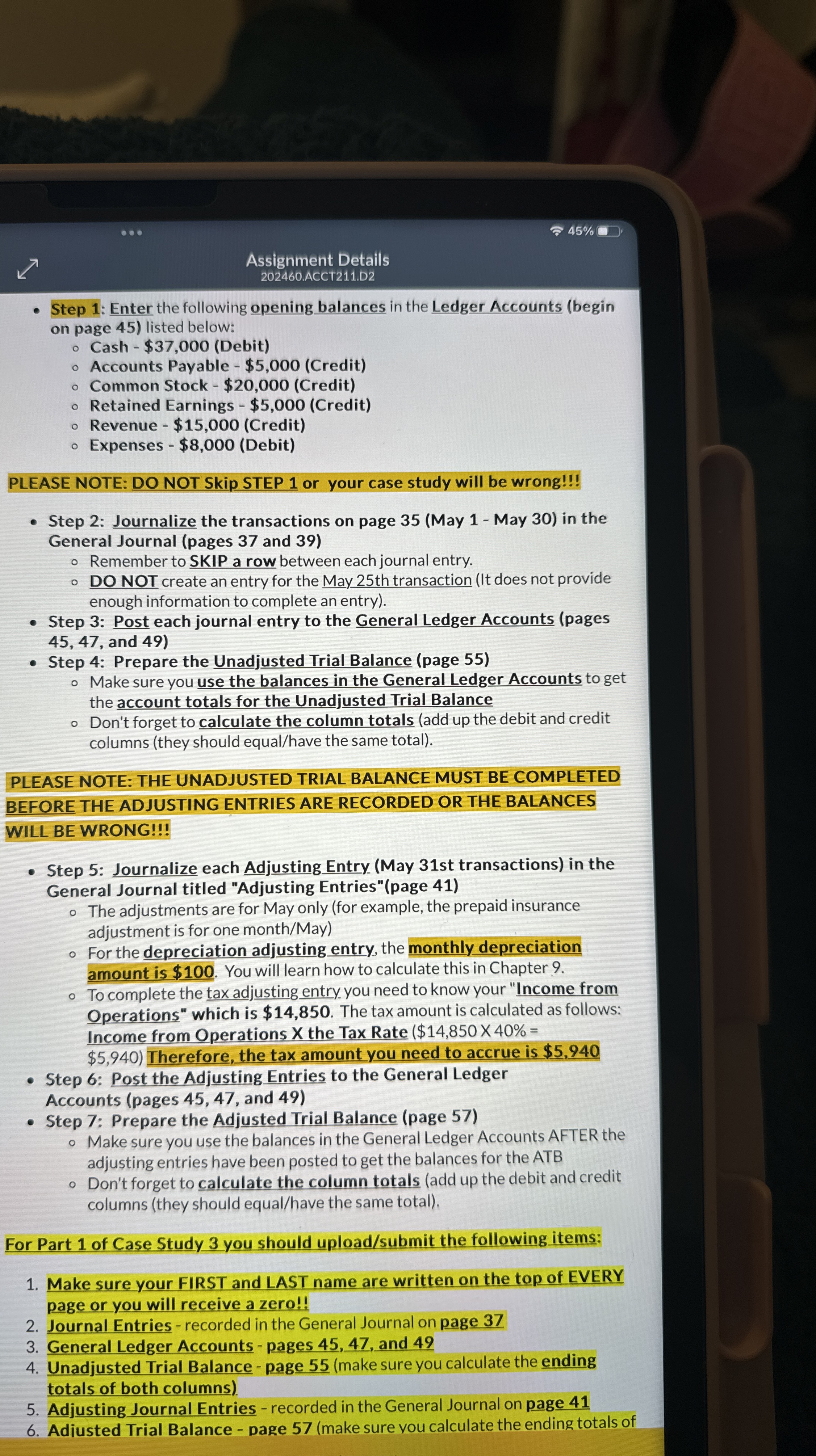  Cash - $37,000(Debit) Accounts Payable - $5,000(Credit) Common Stock - $20,000(Credit)