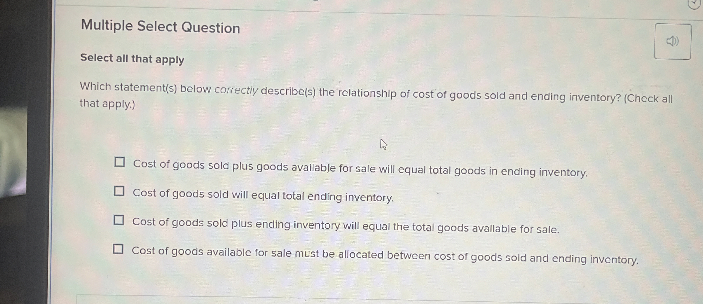  Multiple Select Question Select all that apply Which statement(s) below correctly