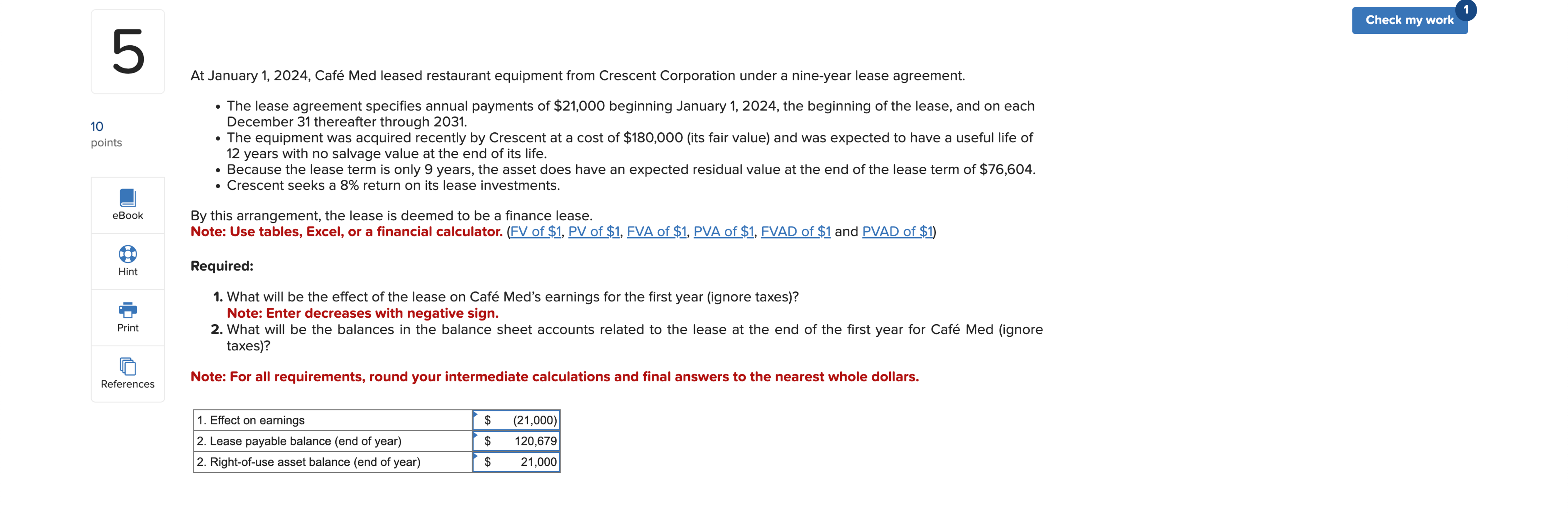  At January 1,2024, Caf Med leased restaurant equipment from Crescent Corporation