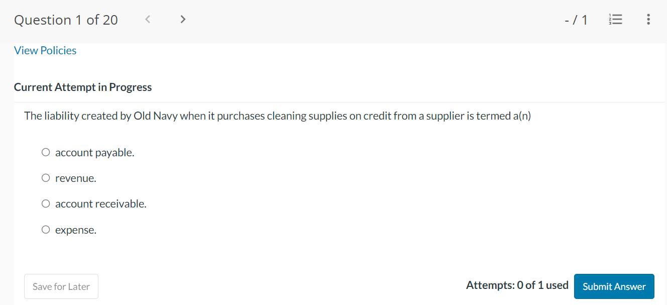  Current Attempt in Progress The liability created by Old Navy when