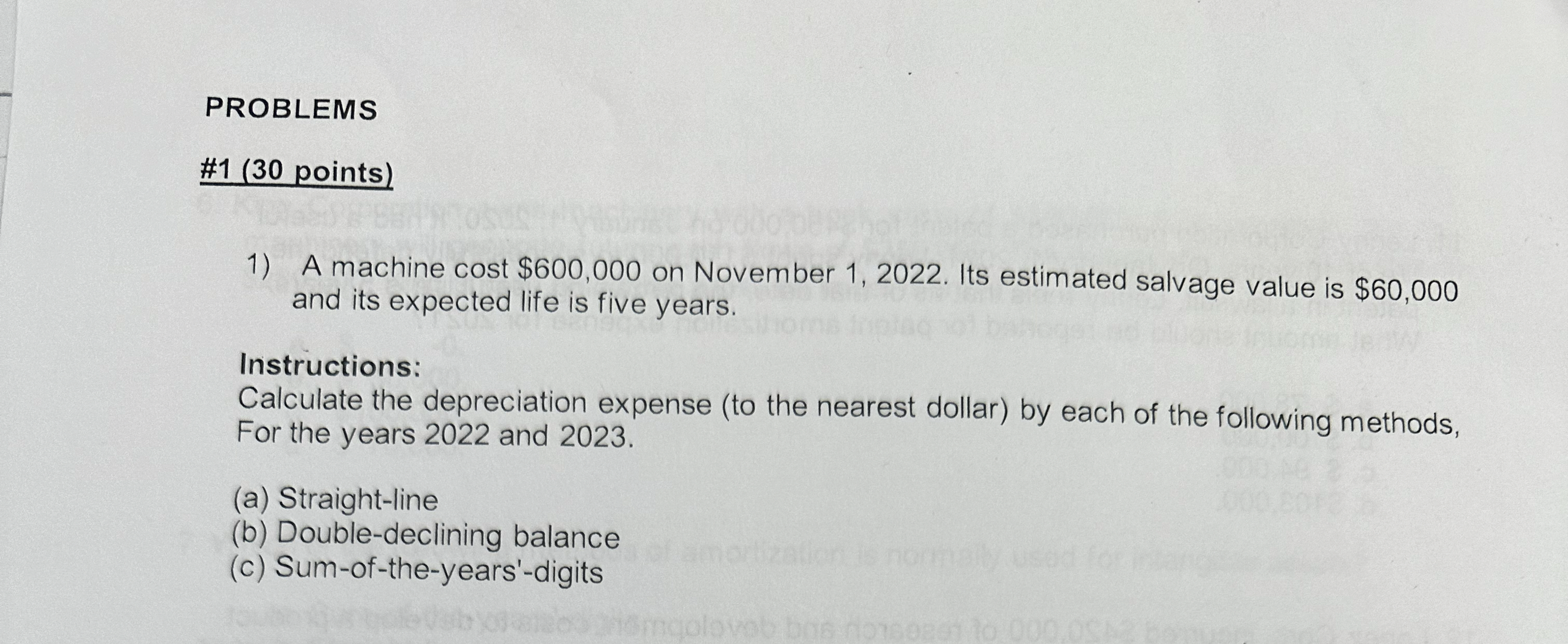  A machine cost $600,000 on November 1,2022. Its estimated salvage value