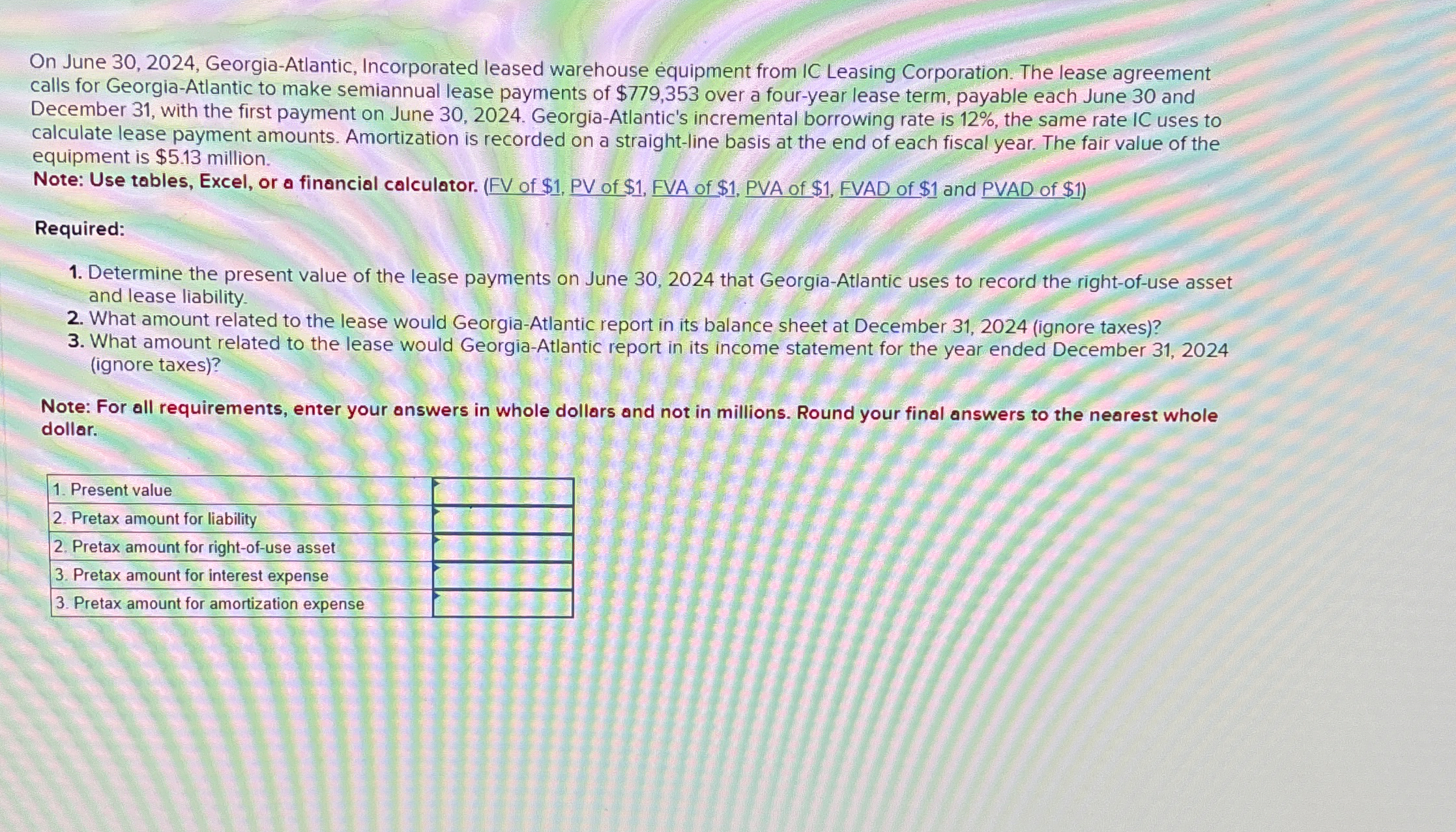  On June 30,2024, Georgia-Atlantic, Incorporated leased warehouse equipment from IC Leasing
