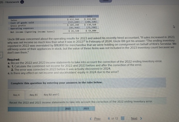  Uncle Bill was concerned about the operating results for 2023 and