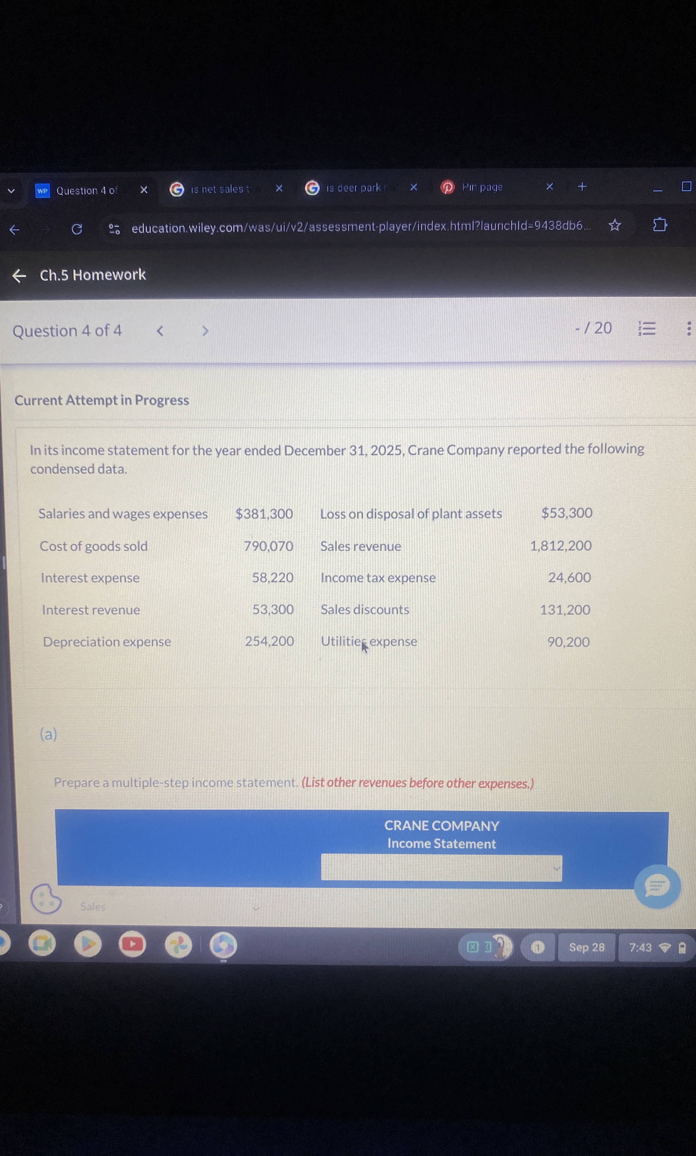  Current Attempt in Progress In its income statement for the year