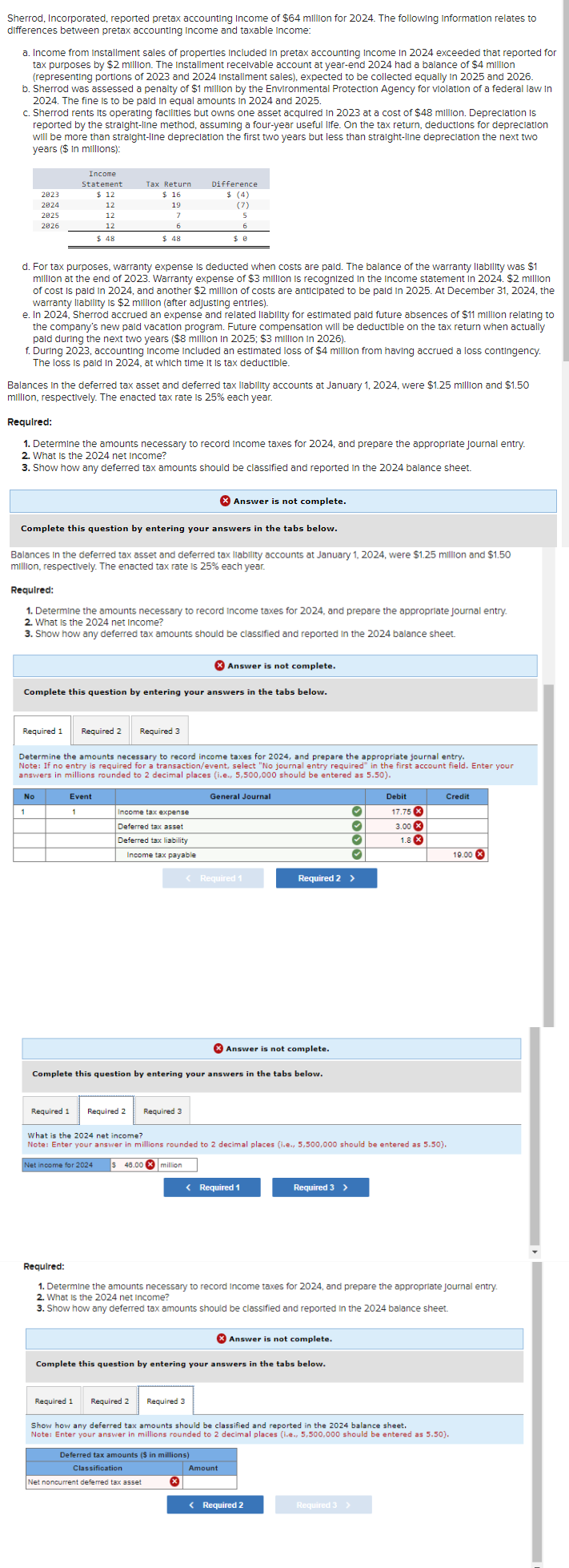  The red X means the answer is incorrect. Please help. 