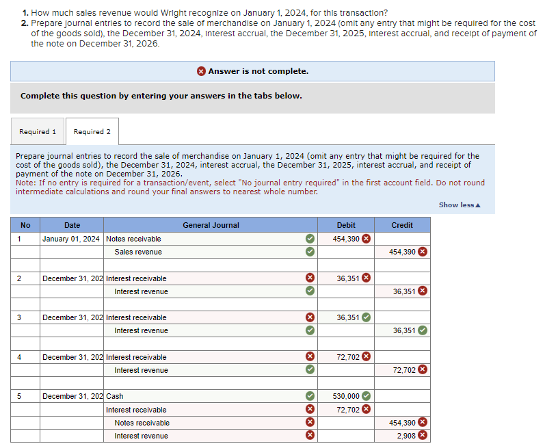  1. How much sales revenue would Wright recognize on January 1,2024,