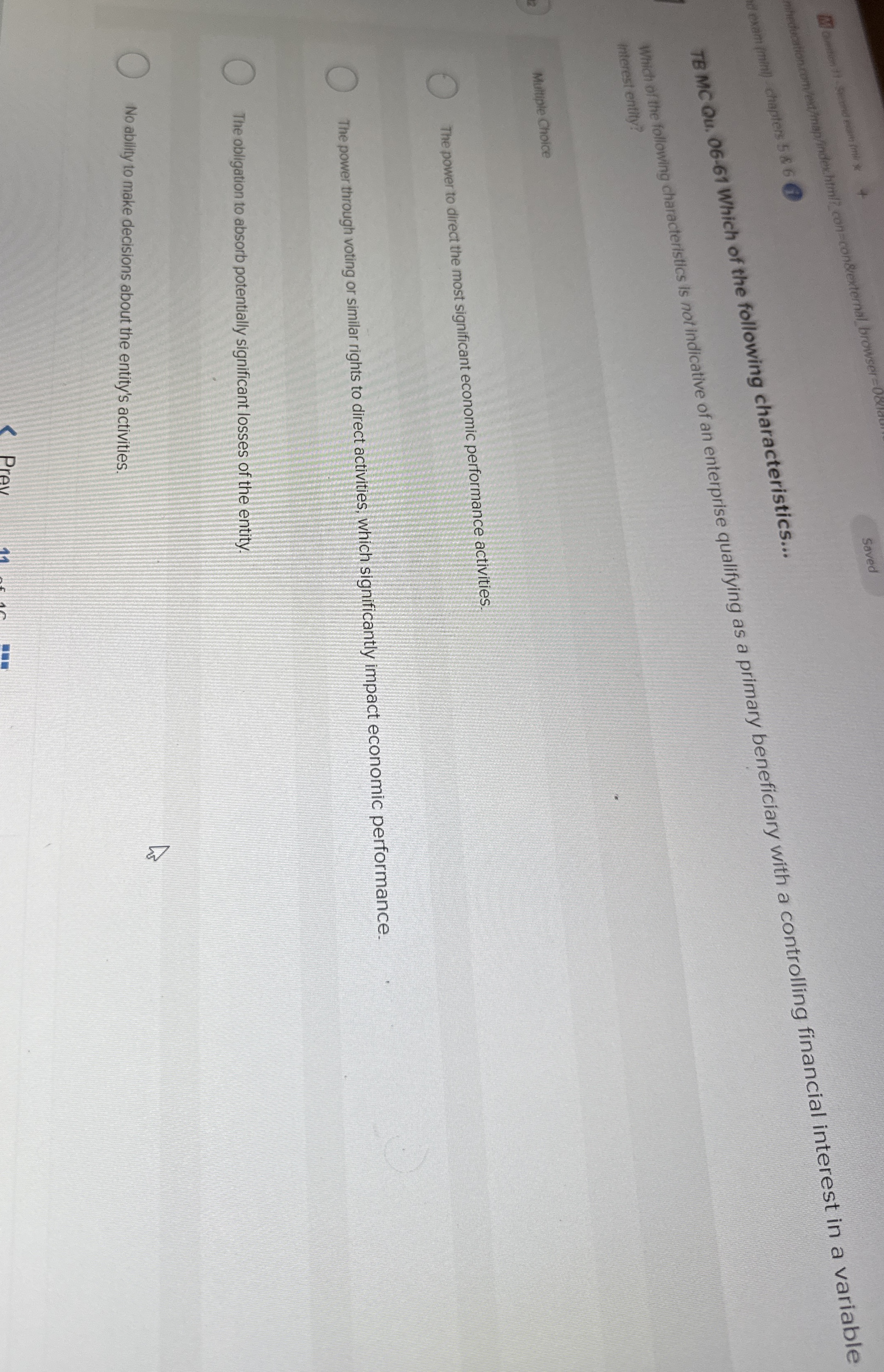  TB MC Qu.06-61 Which of the following characteristics... interest entity? Muttiple