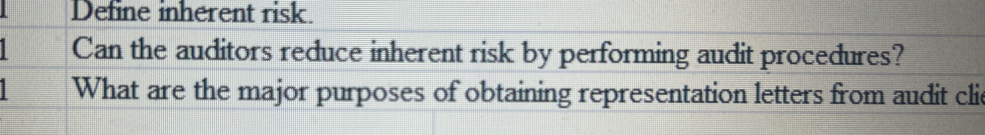  Can the auditors reduce inherent risk by performing audit procedures? 