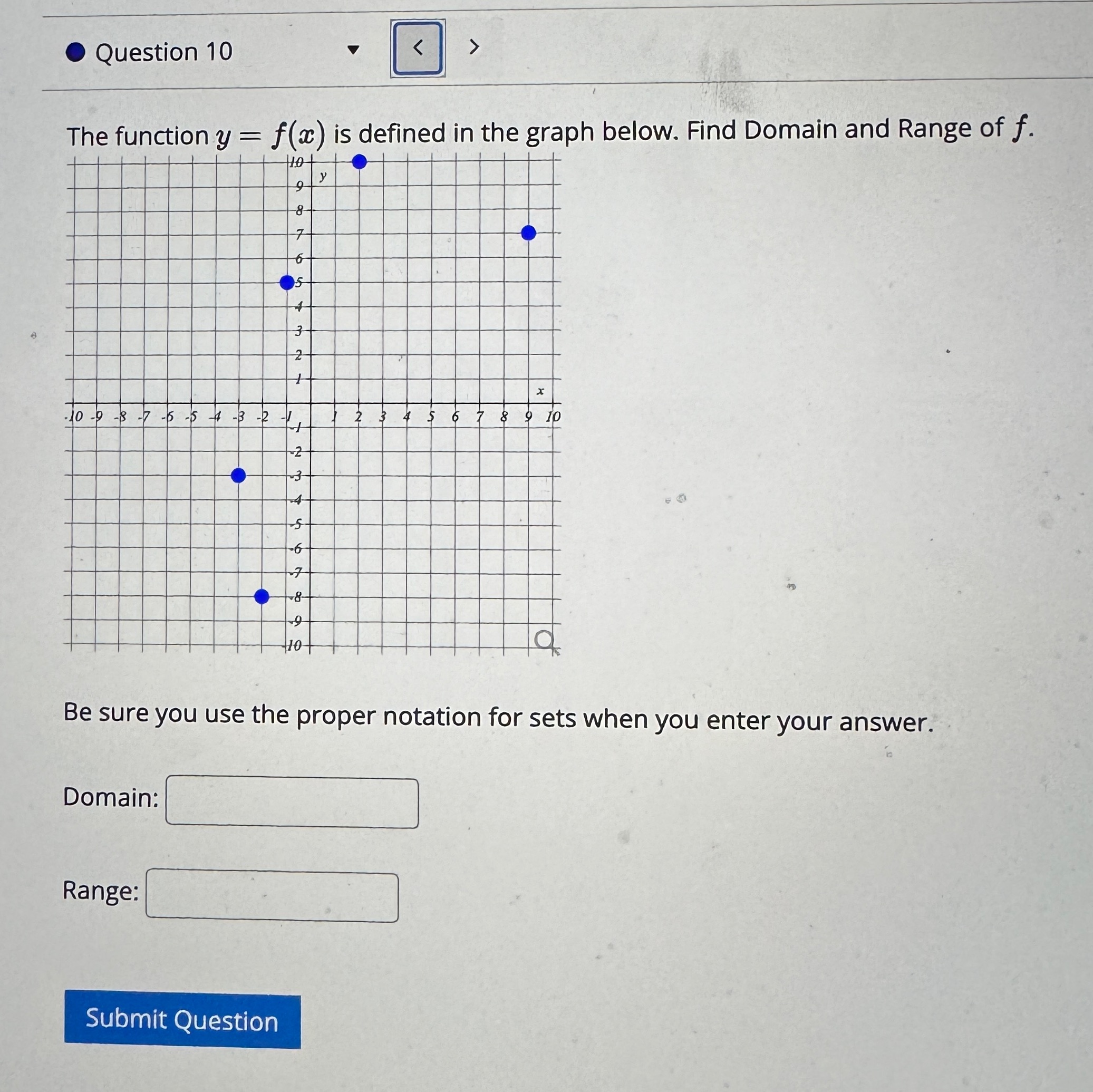. Question 10 The function y = f(@) is defined in