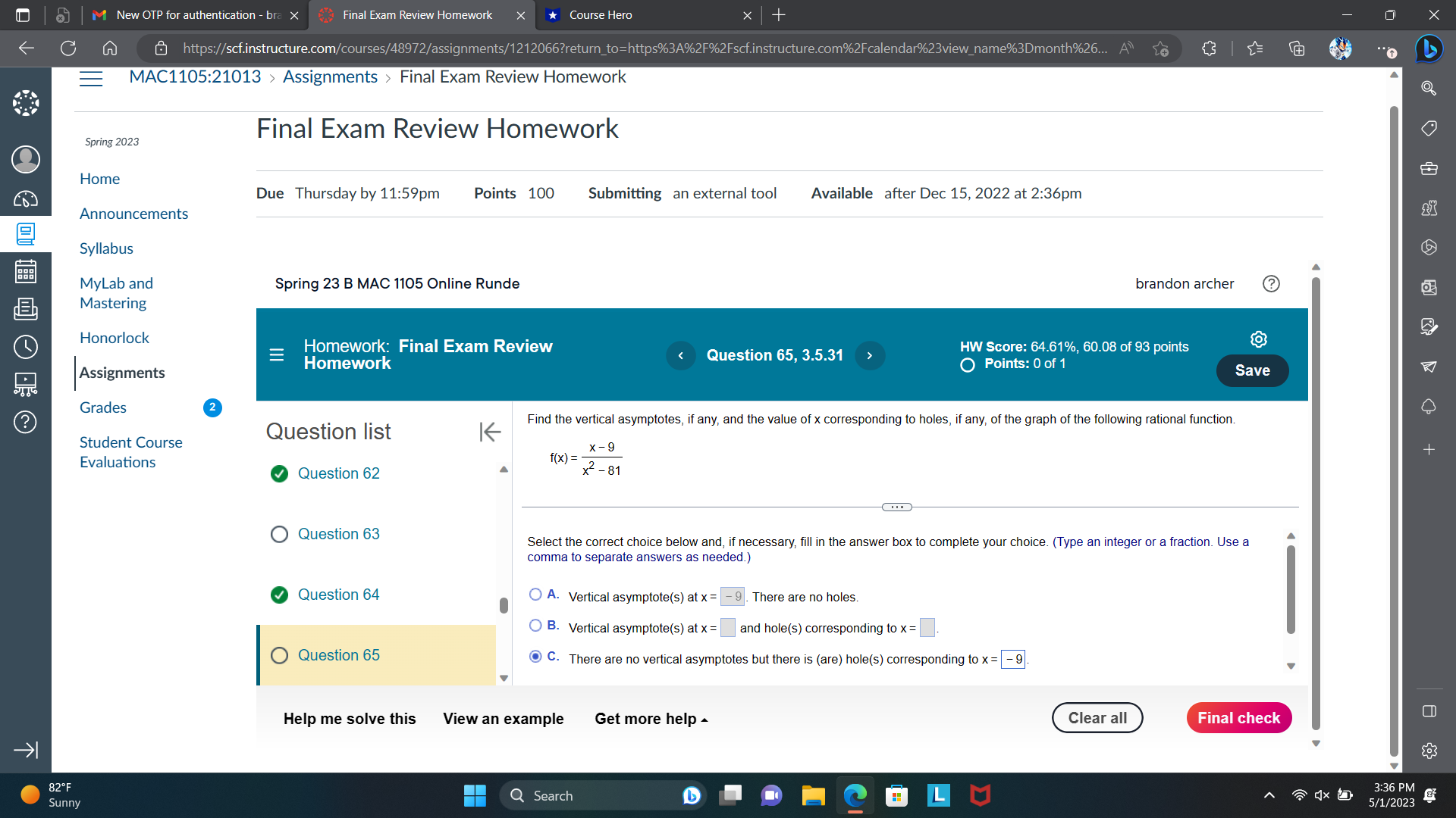 15, 2022 at 2:36pm Announcements Syllabus MyLab and Spring 23 B MAC