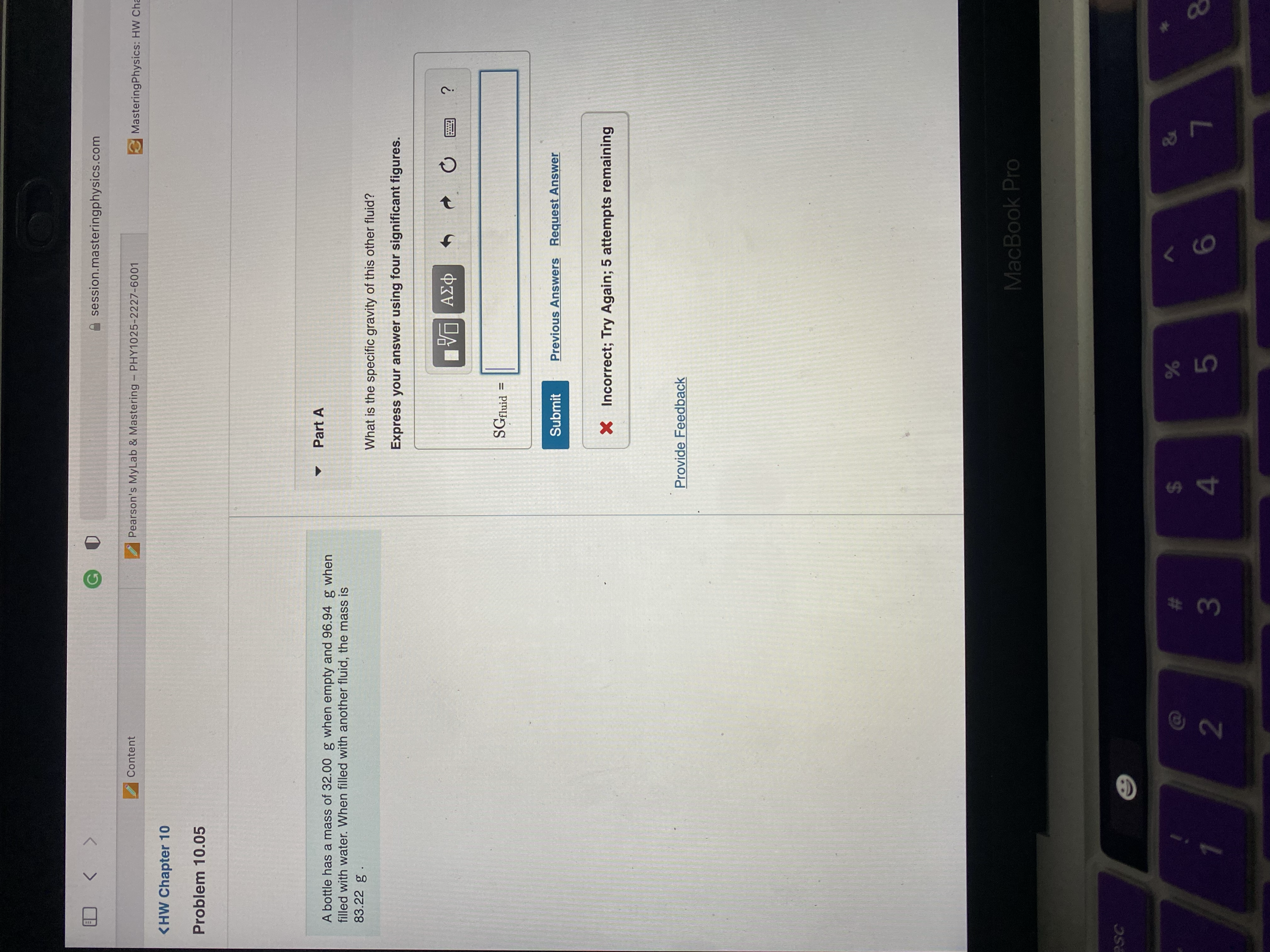 [ session.masteringphysics.com Content Pearson's MyLab & Mastering - PHY1025-2227-6001 MasteringPhysics: HW