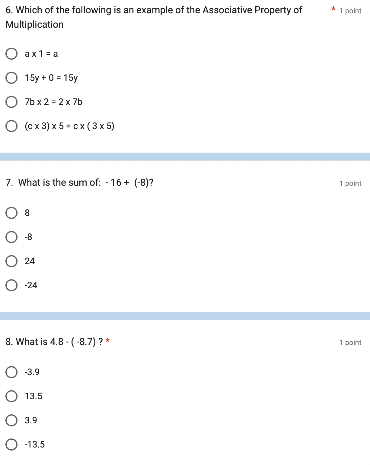 a = 3 and b = 4? " 8 less than a
