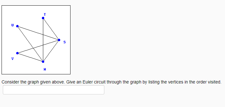 S H Consider the graph given above. Give an Euler circuit