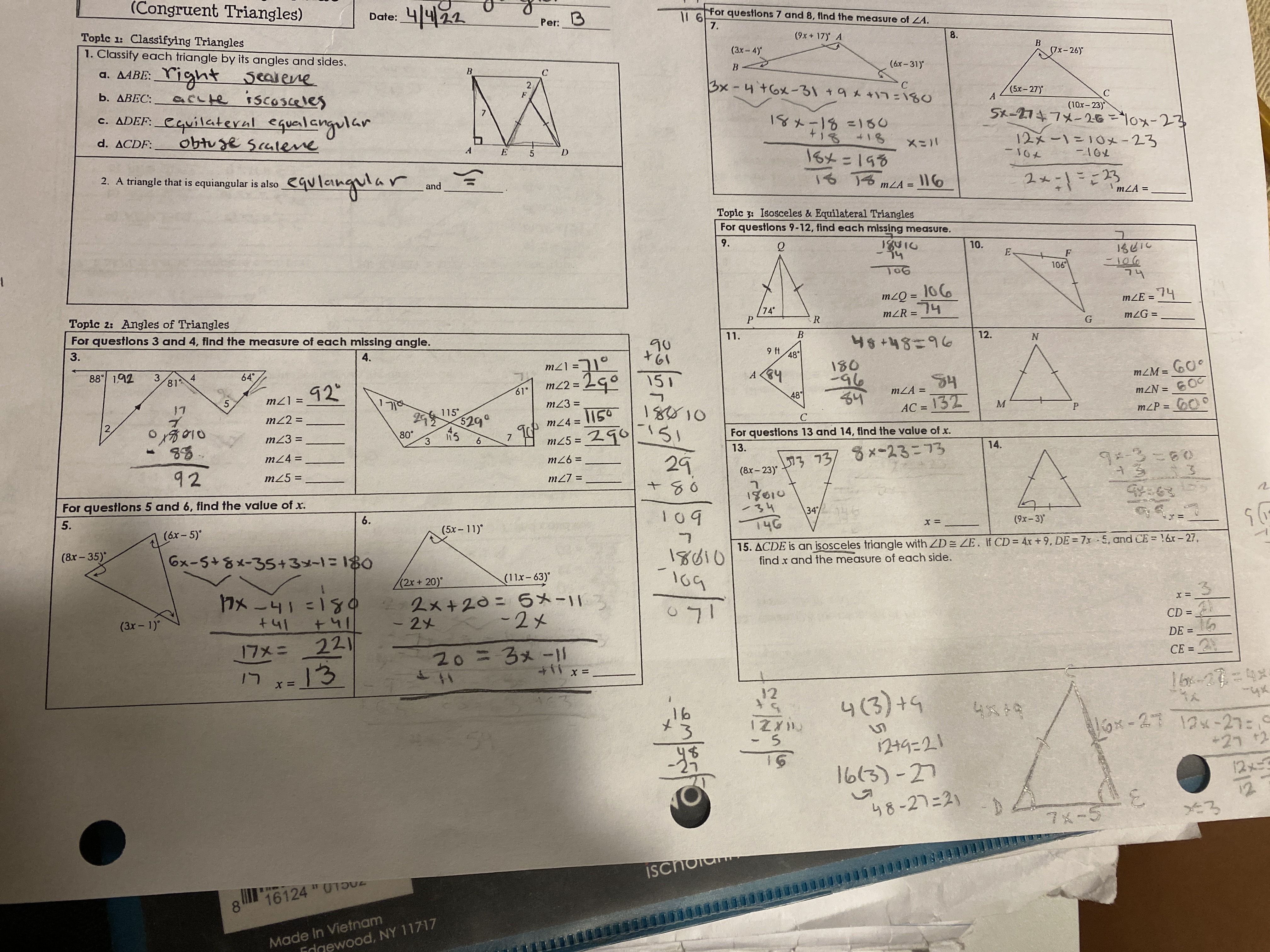 ruent Triangles) Date : 4 / 4/22 Per: B 11 6