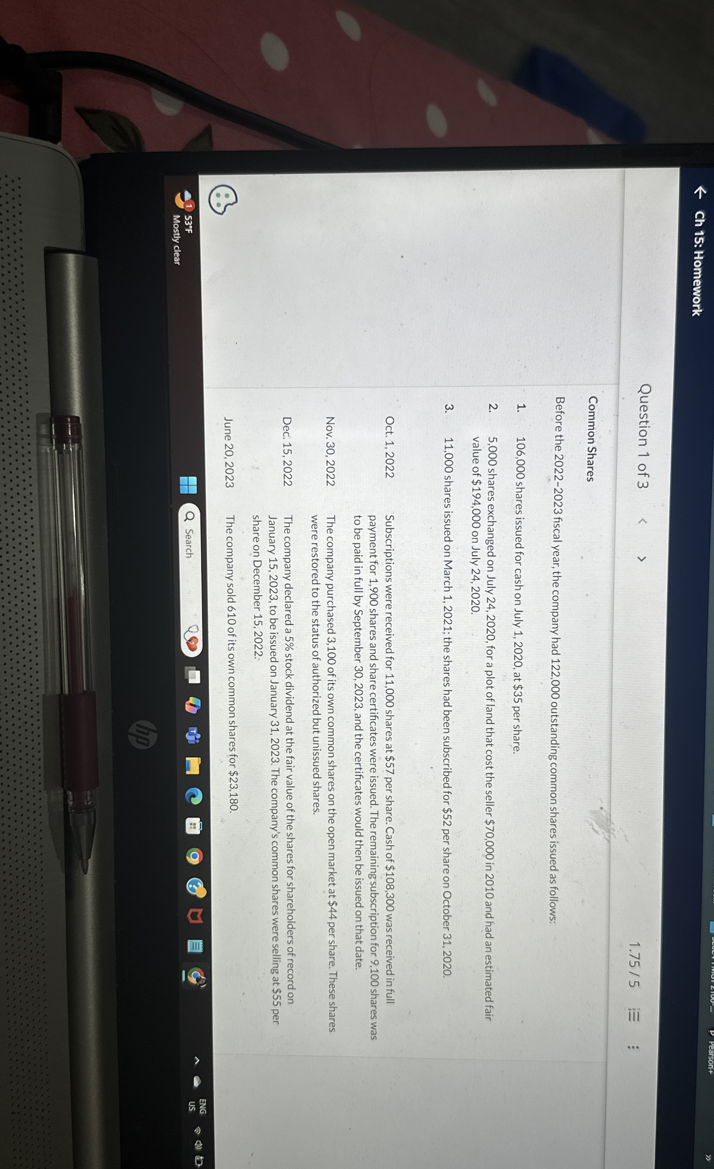  Common Shares Before the 2022-2023 fiscal year, the company had 122,000