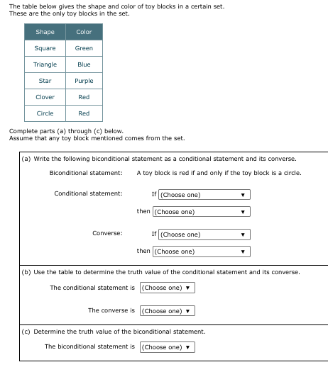 of the statement. (Choose one) then ( Choose one)There are several statements