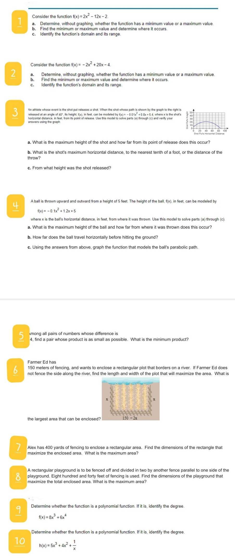 Functions and Polynomials 1 Consider the function f(x) = 2x- - 12x