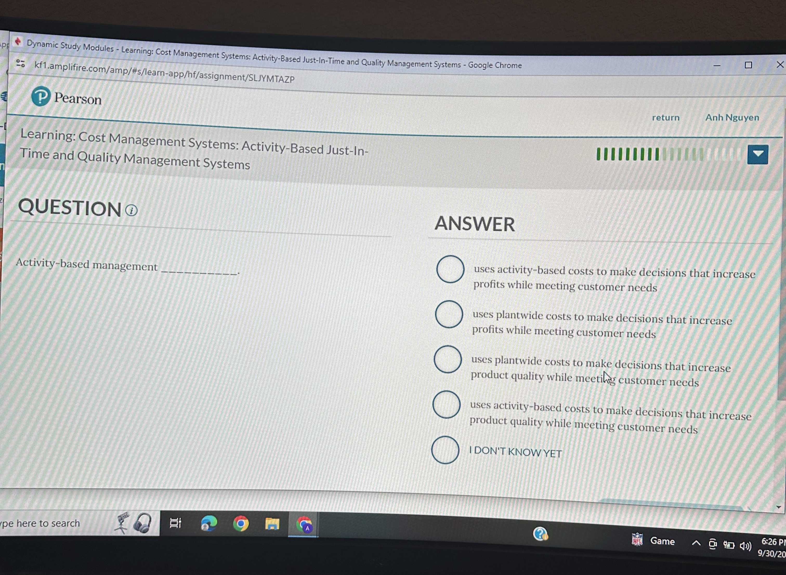  Learning: Cost Management Systems: Activity-Based Just-In- Time and Quality Management Systems