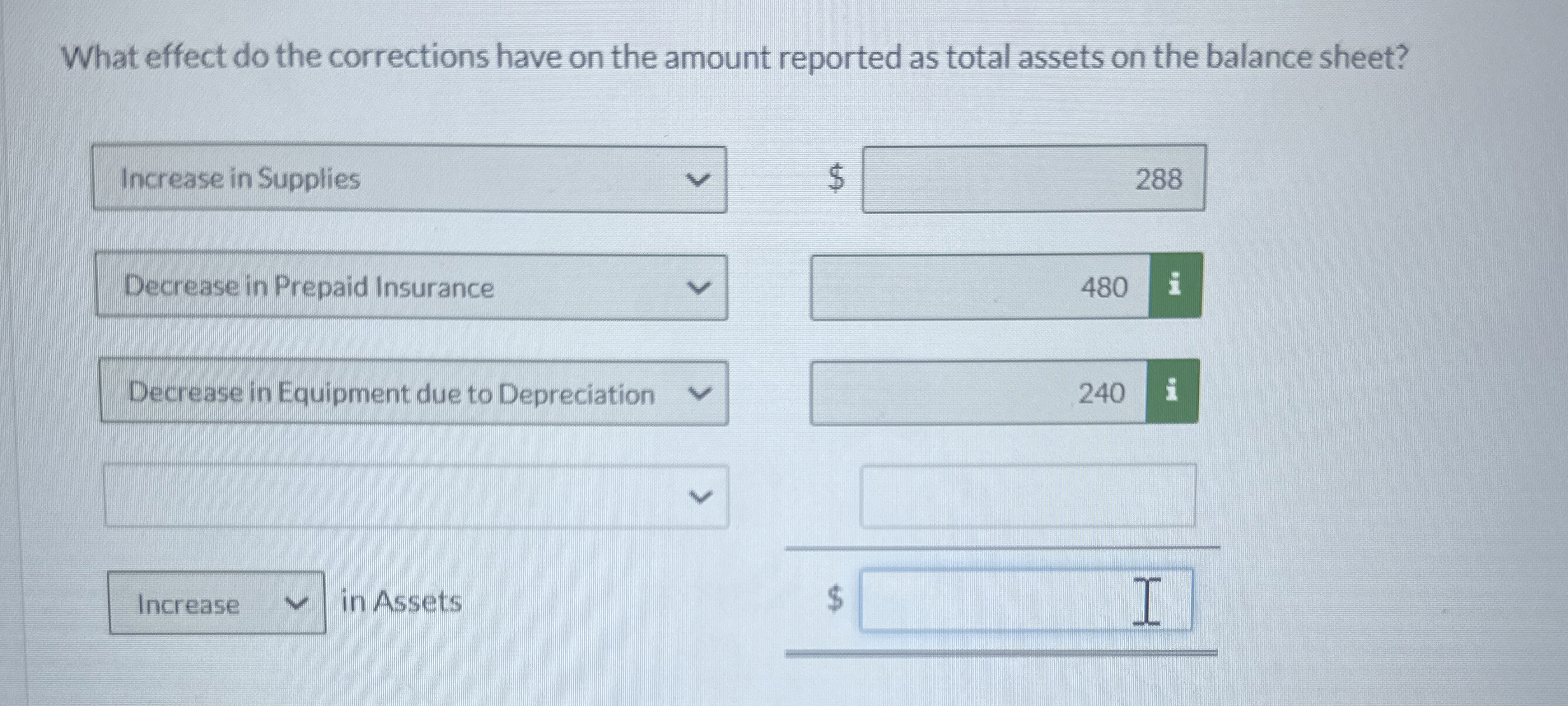  What effect do the corrections have on the amount reported as