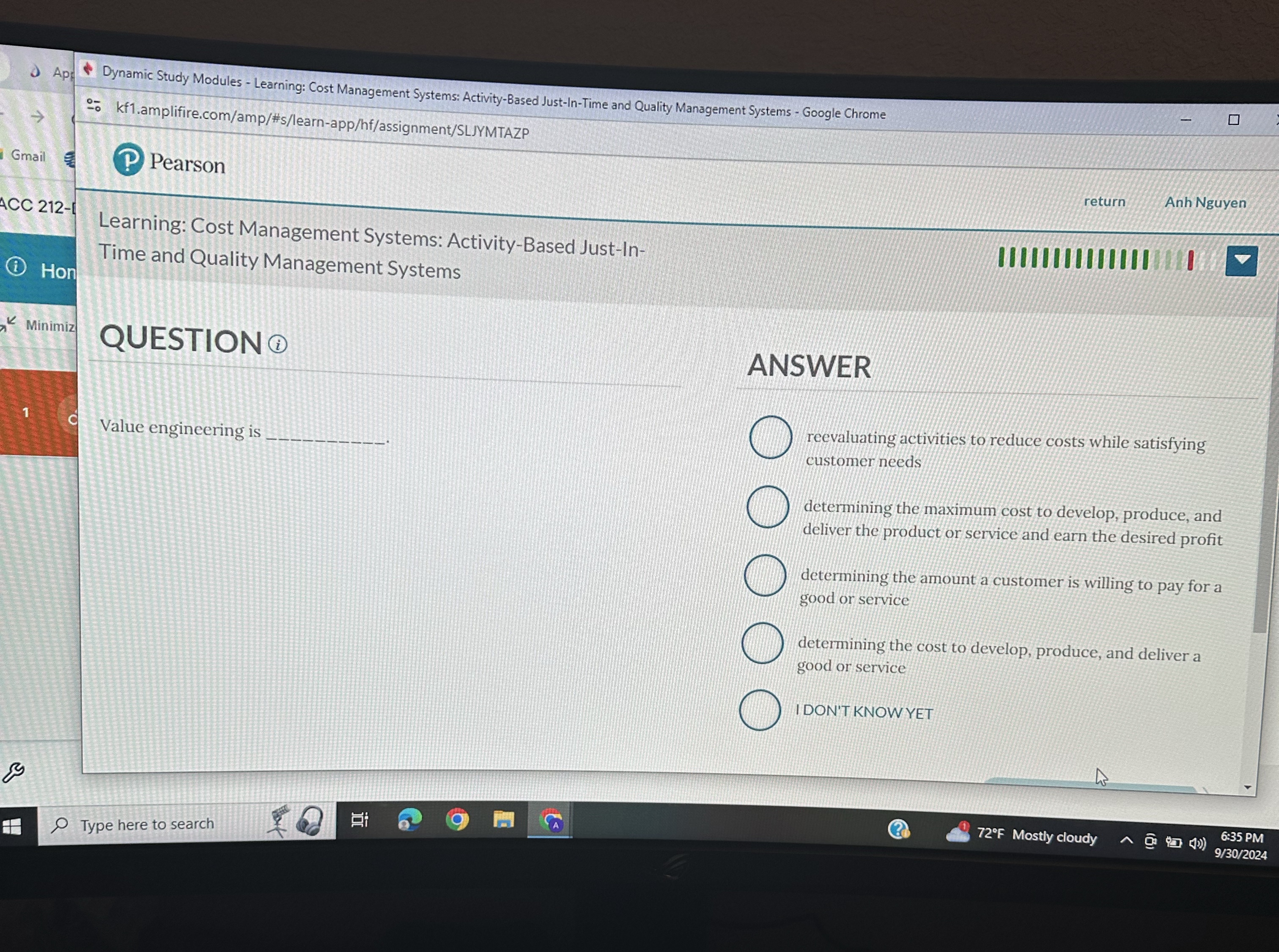 Learning: Cost Management Systems: Activity-Based Just-In- Time and Quality Management Systems