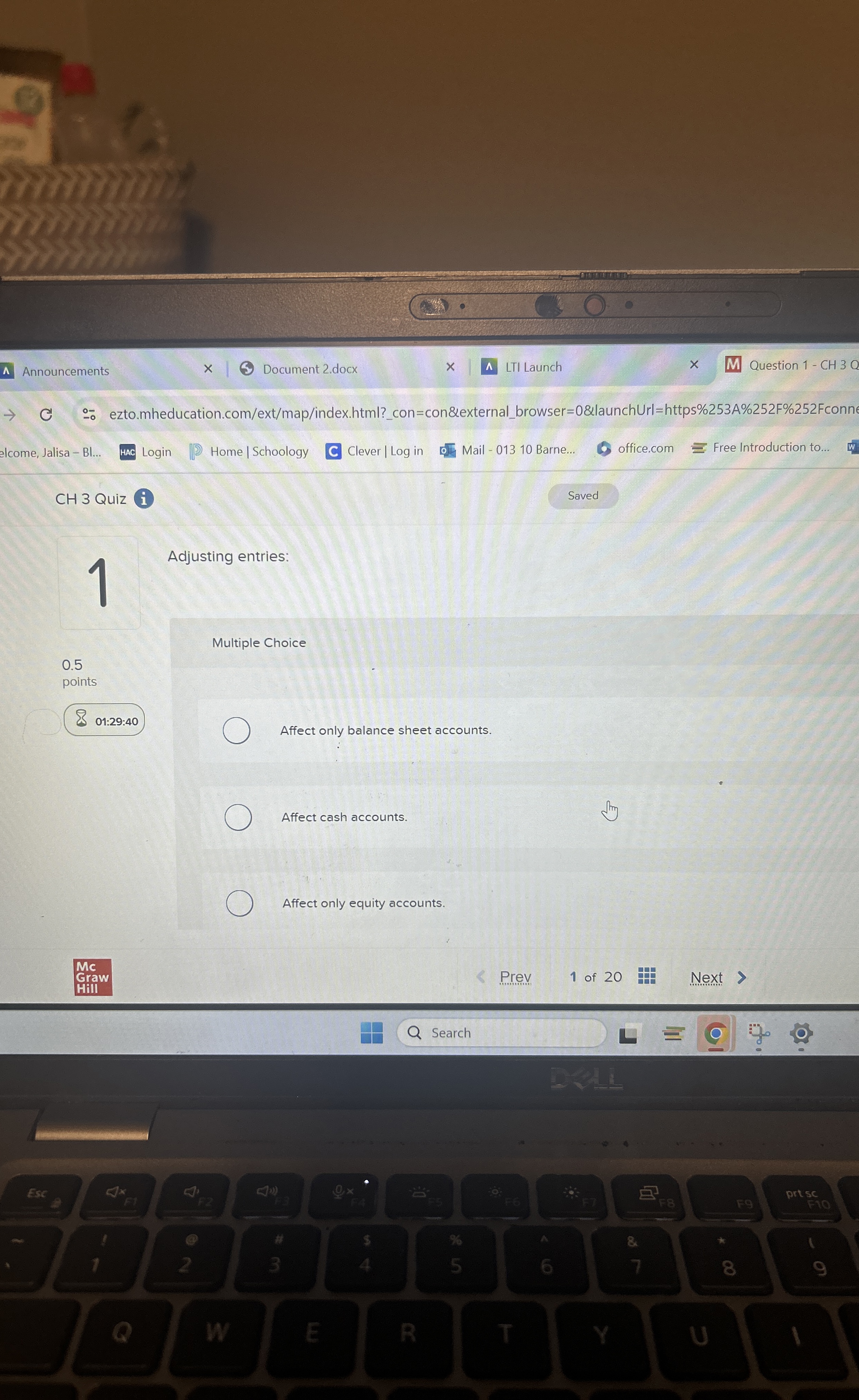  Adjusting entries: Multiple Choice Affect only balance sheet accounts. Affect cash