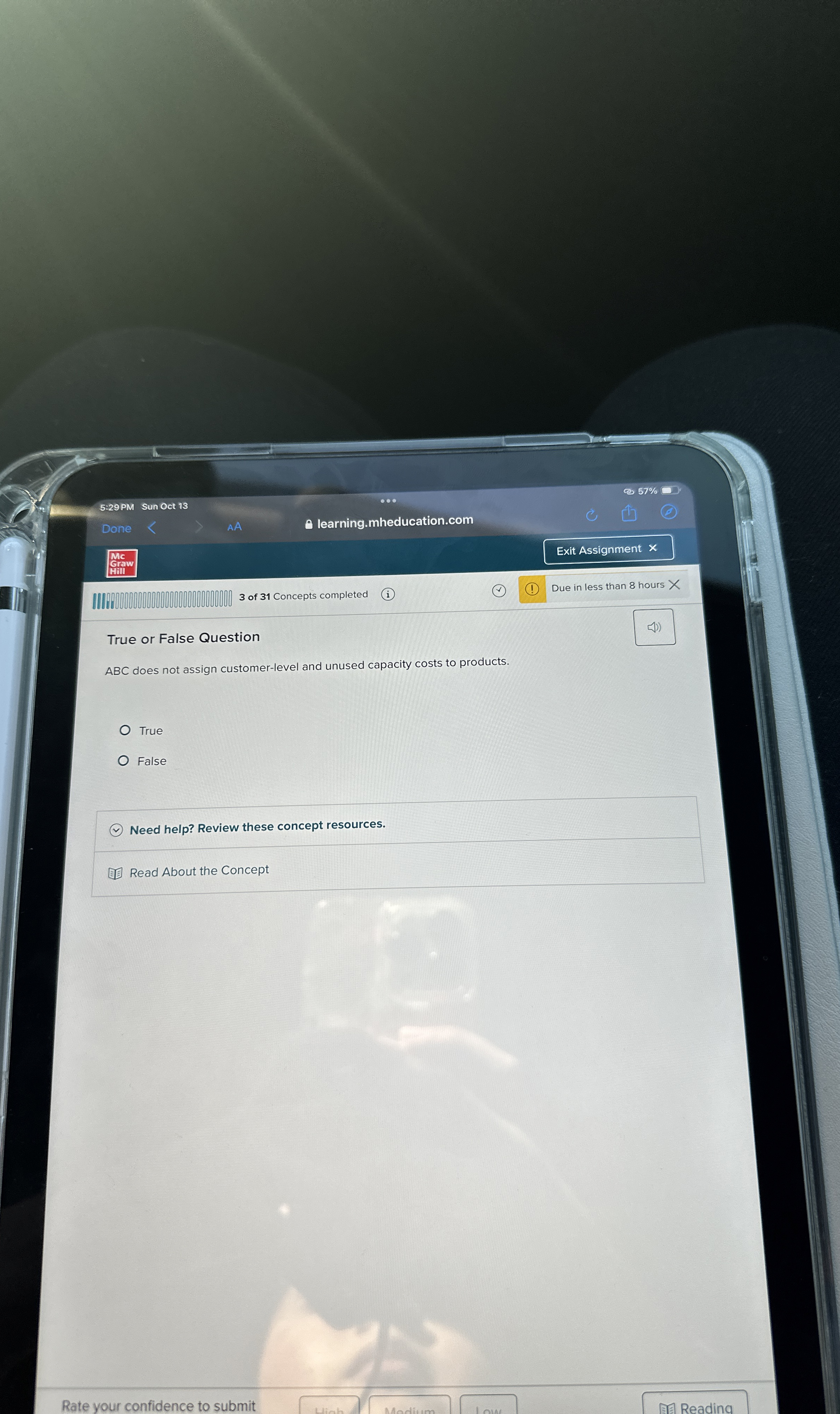  True or False Question ABC does not assign customer-level and unused