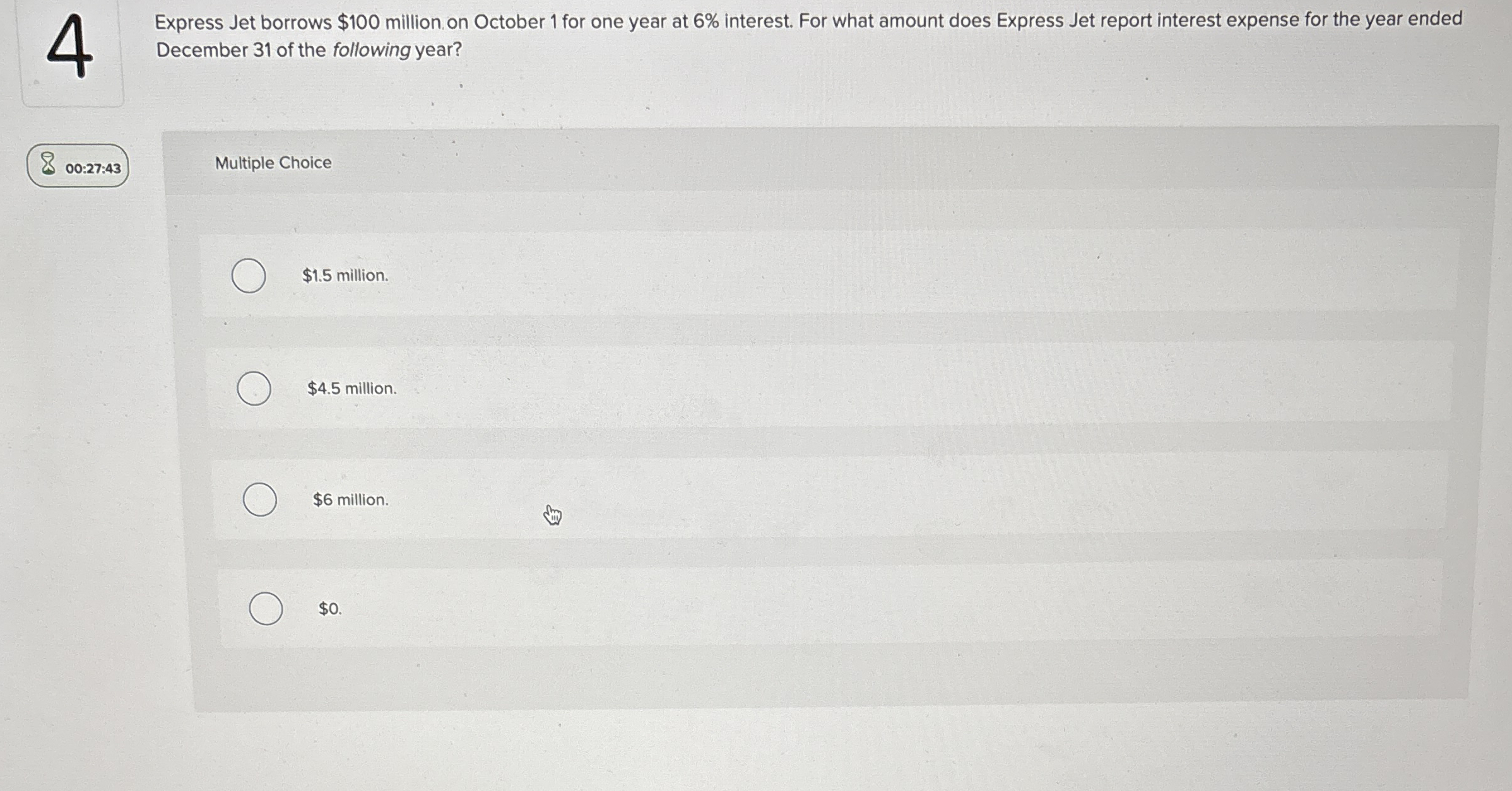  Express Jet borrows $100 million. on October 1 for one year