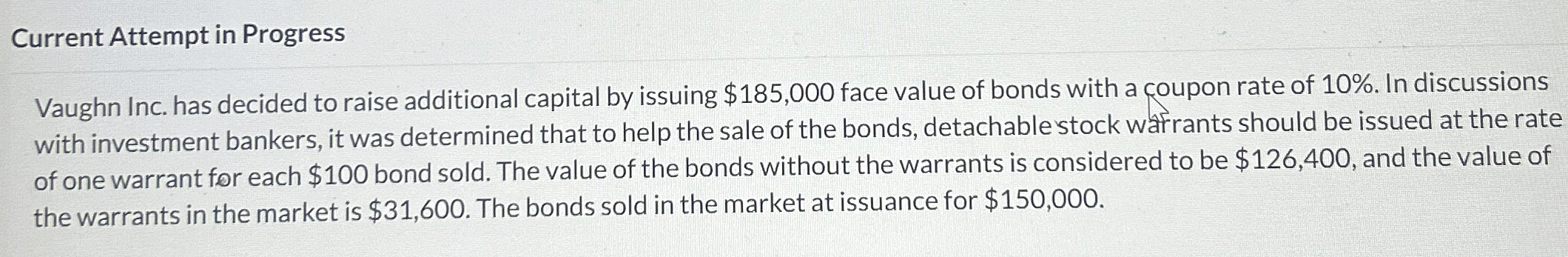  Current Attempt in Progress Vaughn Inc. has decided to raise additional