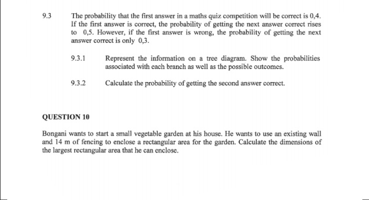 Calculate below math please 9.3 The probability that the first answer in