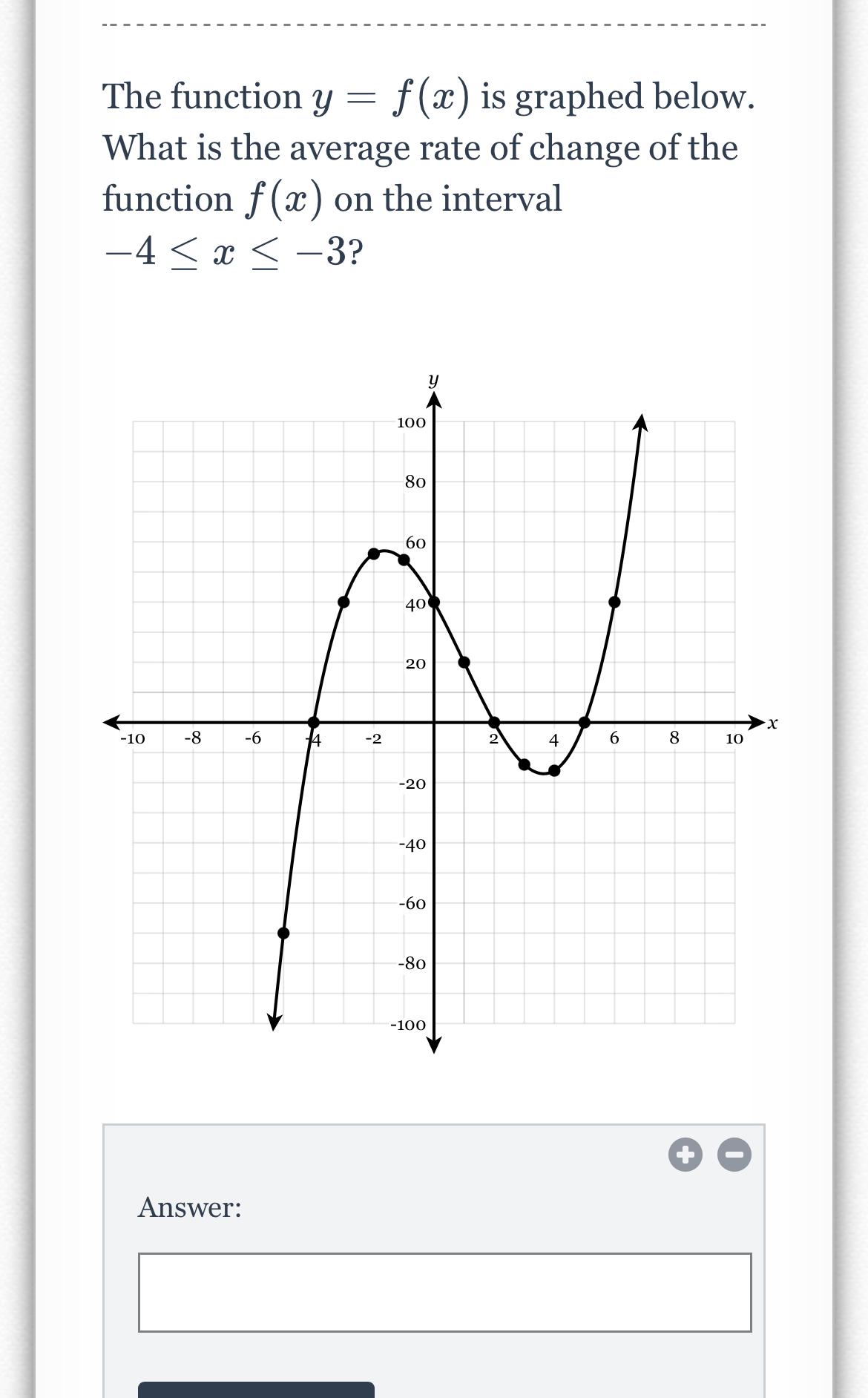  The function y : f (a?) is graphed below. What is