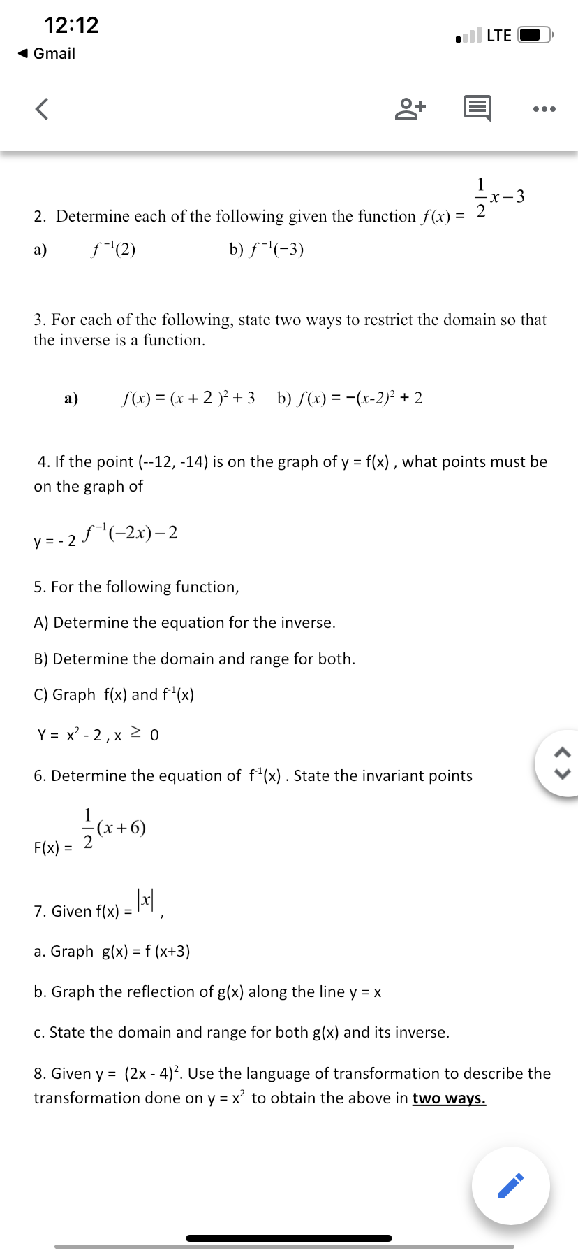  12:12 . LTE Gmail g+ . . . -X-3 2. Determine