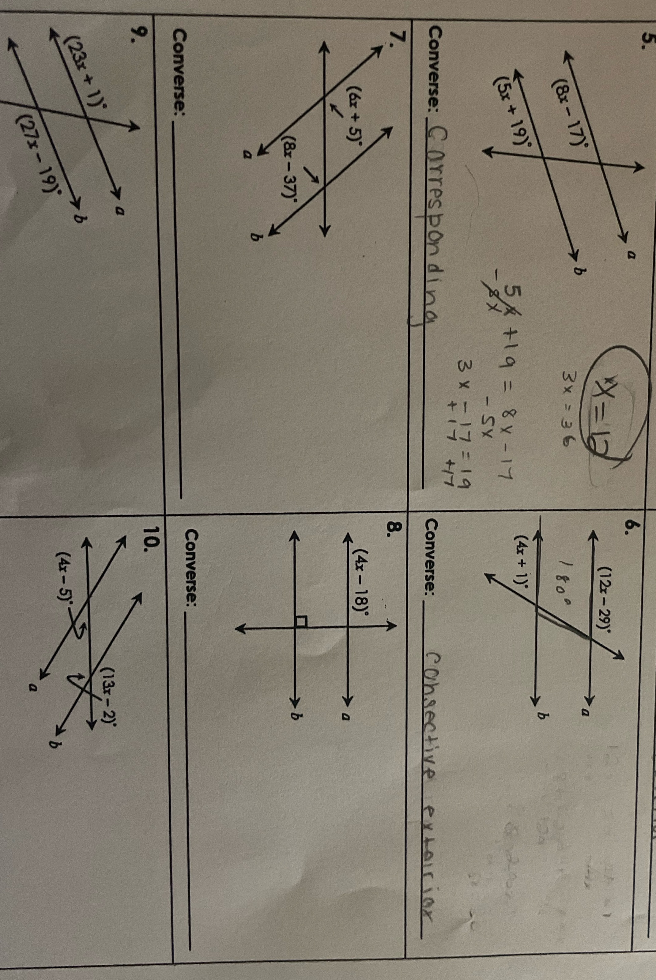 Please answer questions 6-10 (12x - 29)' a (8x - 17) 3x