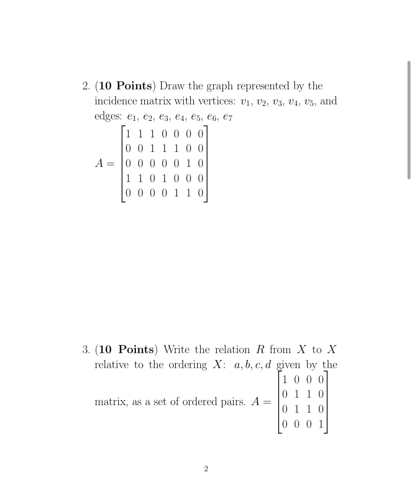 with vertices a, b, c, d, e 0101 1 10101 A =