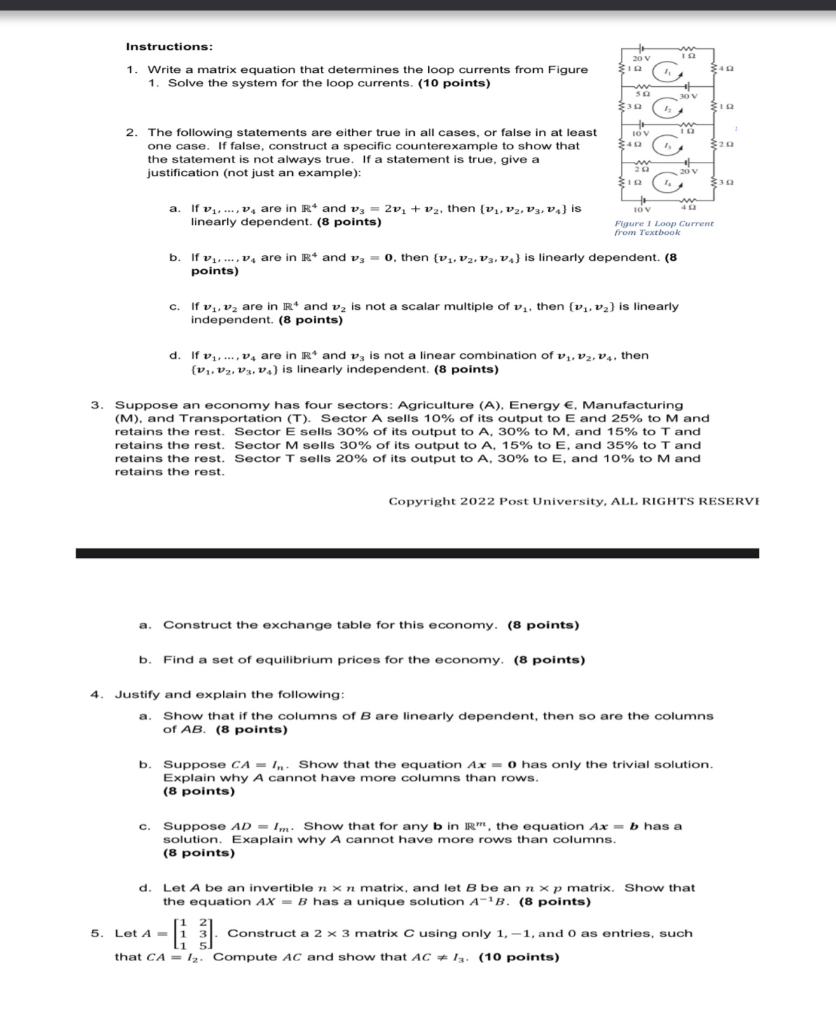 In SWMI on S : 1 . Write a matrix equation