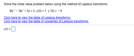  Solve the initial value problem below using the method of Laplace