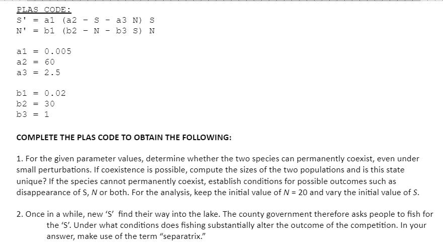  LAS CODE: ! al (a2 53 - a2 N) 5 !