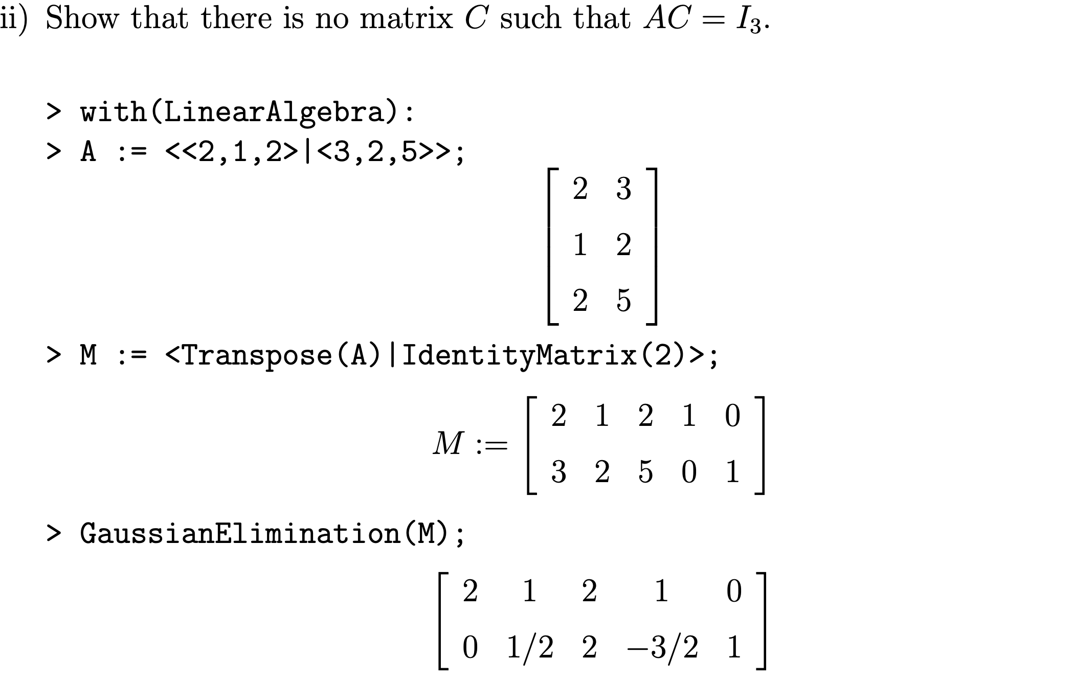 the Maple session lower down this page to answer the questions below.
