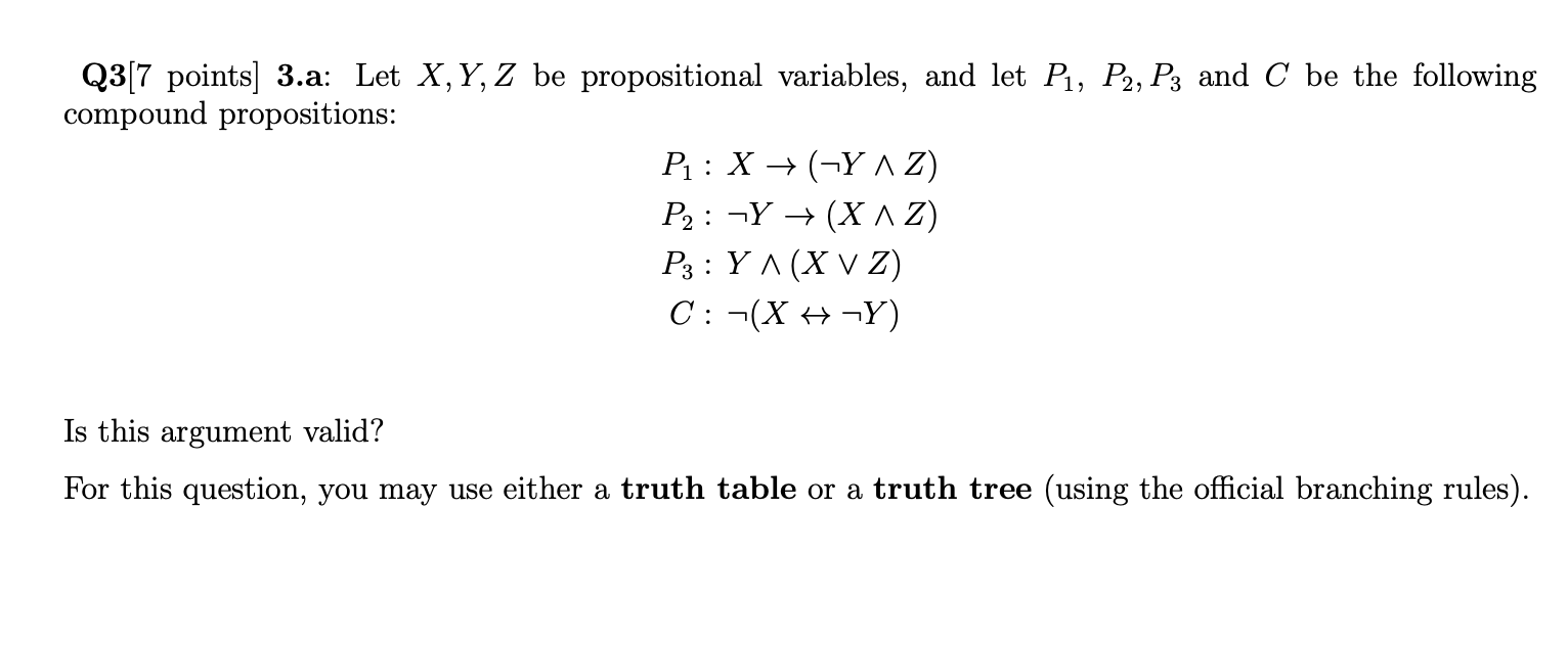  \f3b. Is the argument valid ? If you circle Yes, briey