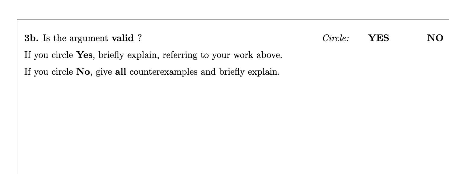explain, referring to your work above. If you circle No, give all