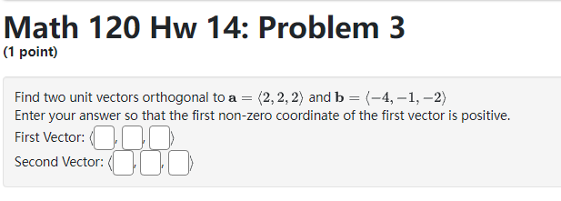 w = (-2, -1, 8) (-u - 4w) X W =Math 120