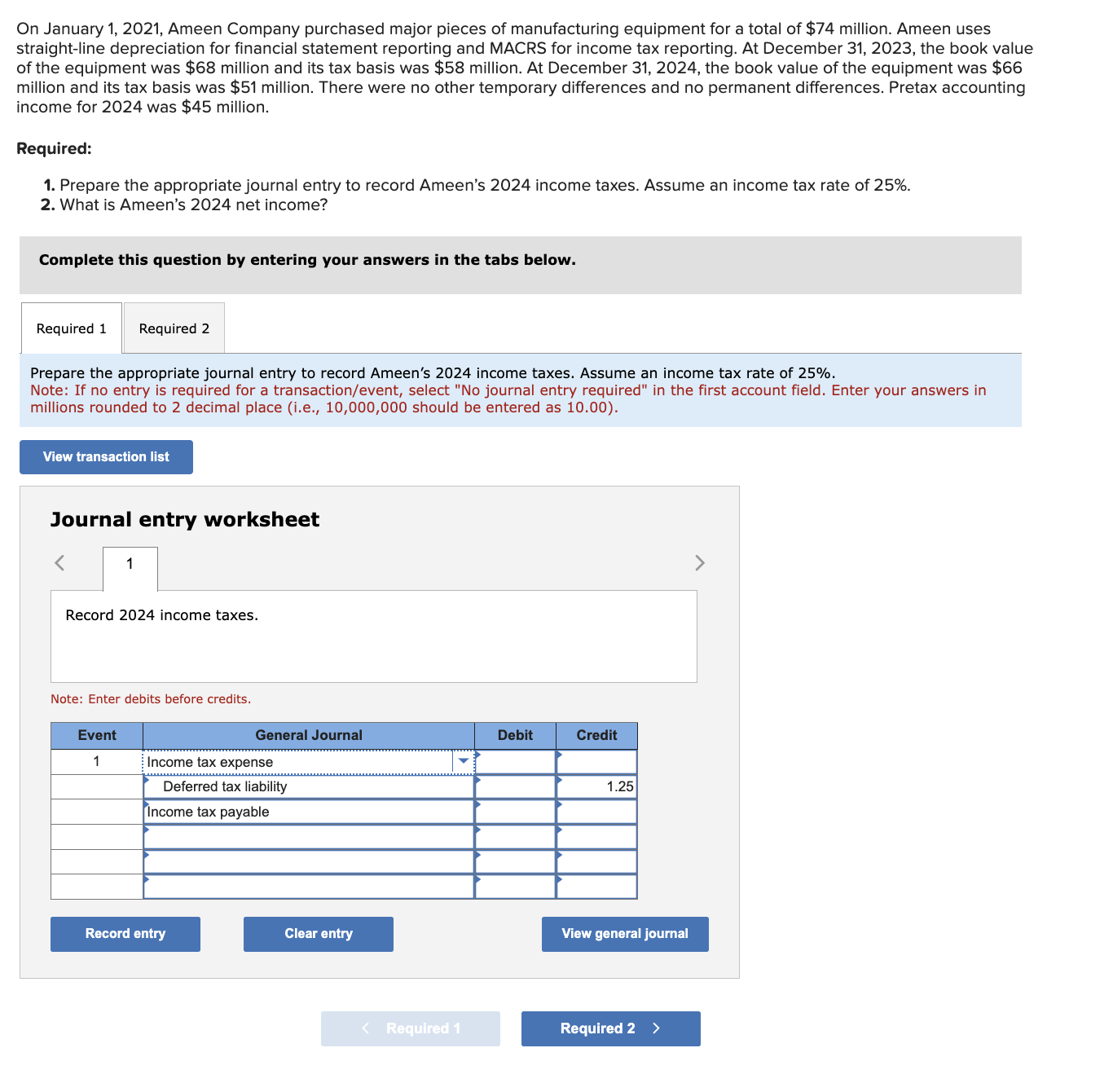  On January 1,2021, Ameen Company purchased major pieces of manufacturing equipment
